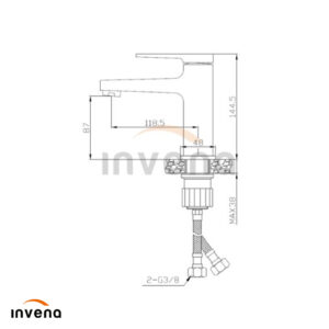 BU-35-014 washbasin MIXER MIDNIGHT INVENA TREND BLACK GOLD ROSE schita