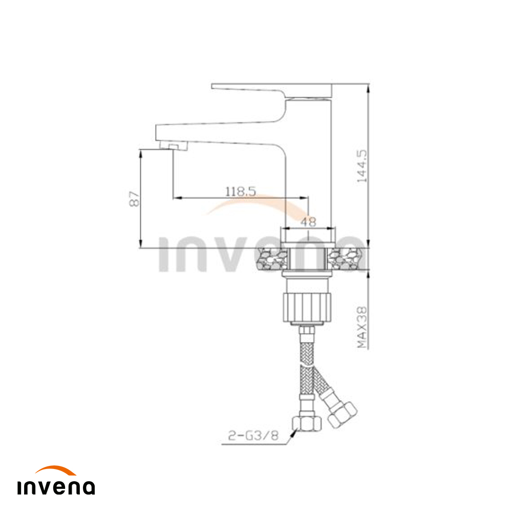 BU-35-014 washbasin MIXER MIDNIGHT INVENA TREND BLACK GOLD ROSE schita