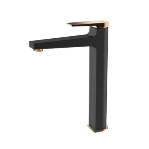 Baterie de lavoar înaltă Invena MIDNIGHT negru/rose gold Baterii chiuvetă baie Lavare.ro