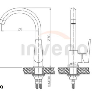 BZ-19-002 KITCHEN MIXER DOKOS WHITE CHROME schita