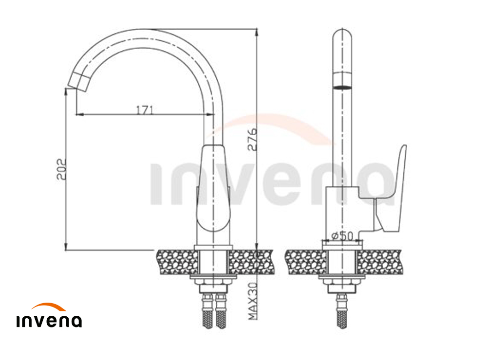 BZ-19-005 KITCHEN MIXER DOKOS GRAPHITE CHROME schita
