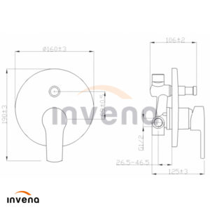 BP-82-P01 2-Function In-wall Concealed mixer verso Round schita