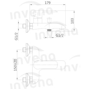 BW-90-004 Bath mixer SIROS BLACK schita
