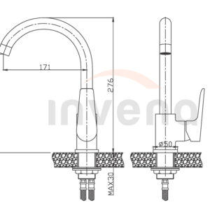 BZ-19-001 Kitchen mixer DOKOS chrome schita