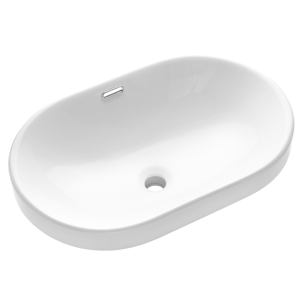 Lavoar de blat semi-incastrat, oval, Invena NIKE 60 cm alb