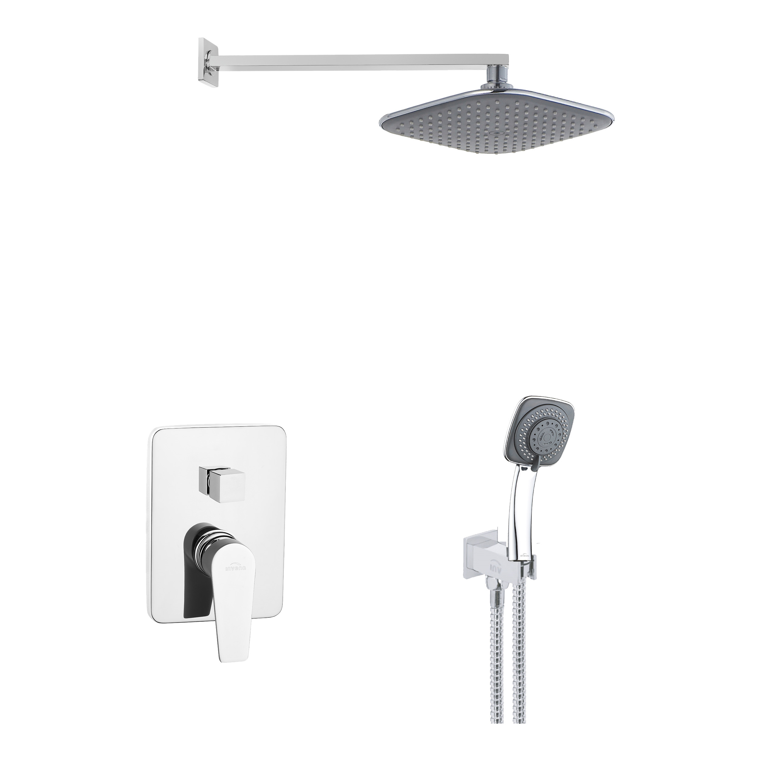 Sistem de duș încastrat 2 funcții Invena DOKOS negru/crom