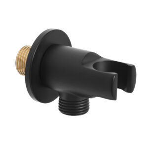 Conector unghiular cu suport pentru dușul de mană Invena rotund negru Accesorii Lavare.ro