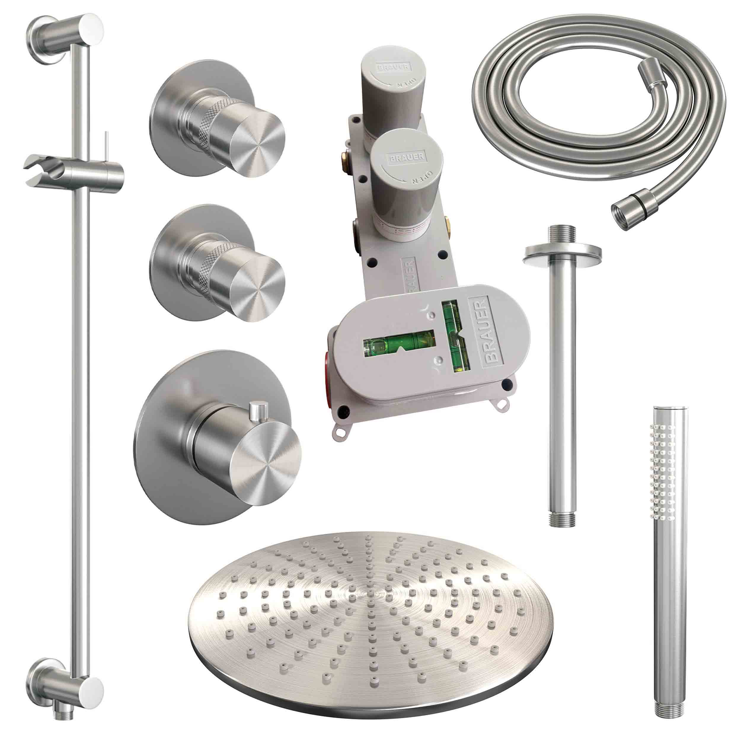 Set de duș încastrat 2 funcții cu pălărie de 30 cm Brauer Brushed Edition Set 18
