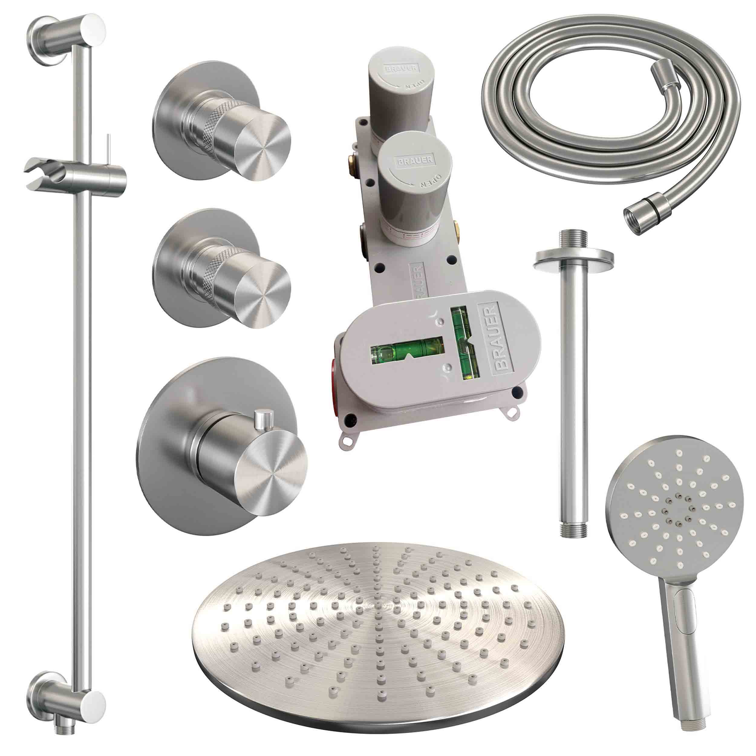 Set de duș încastrat 2 funcții cu pălărie de 30 cm Brauer Brushed Edition Set 24