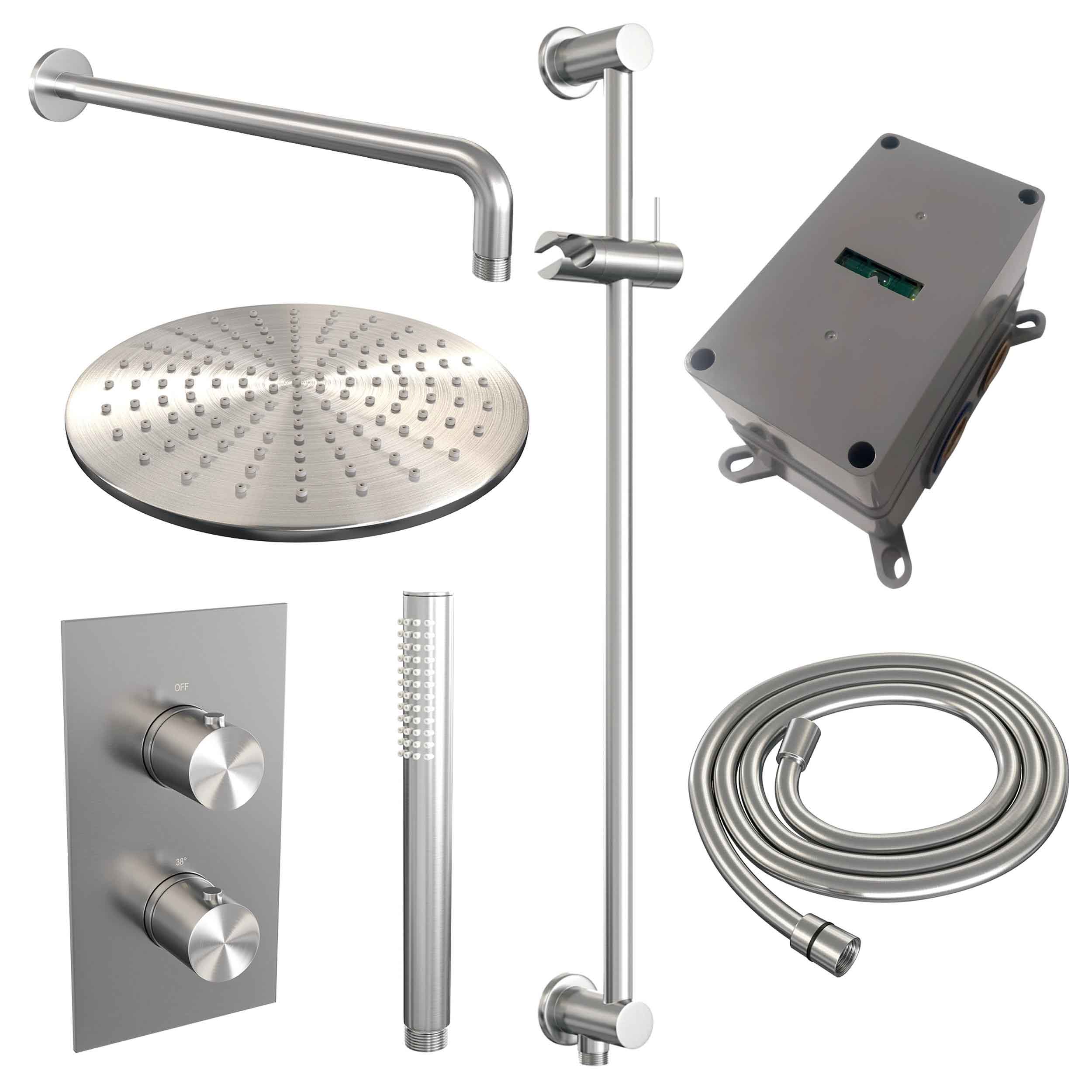 Set de duș încastrat 2 funcții cu pălărie de 30 cm Brauer Brushed Edition Set 40