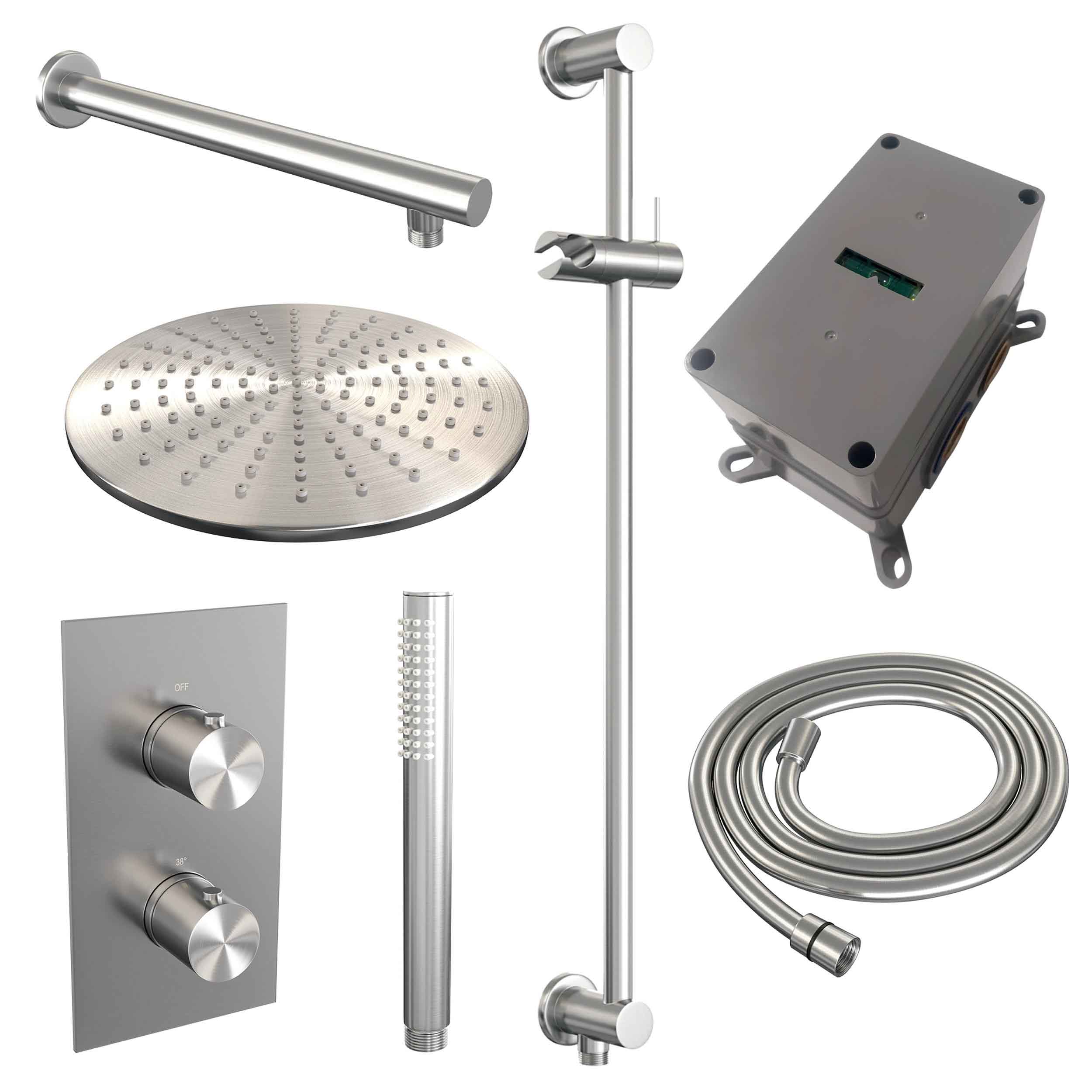 Set de duș încastrat 2 funcții cu pălărie de 30 cm Brauer Brushed Edition Set 38