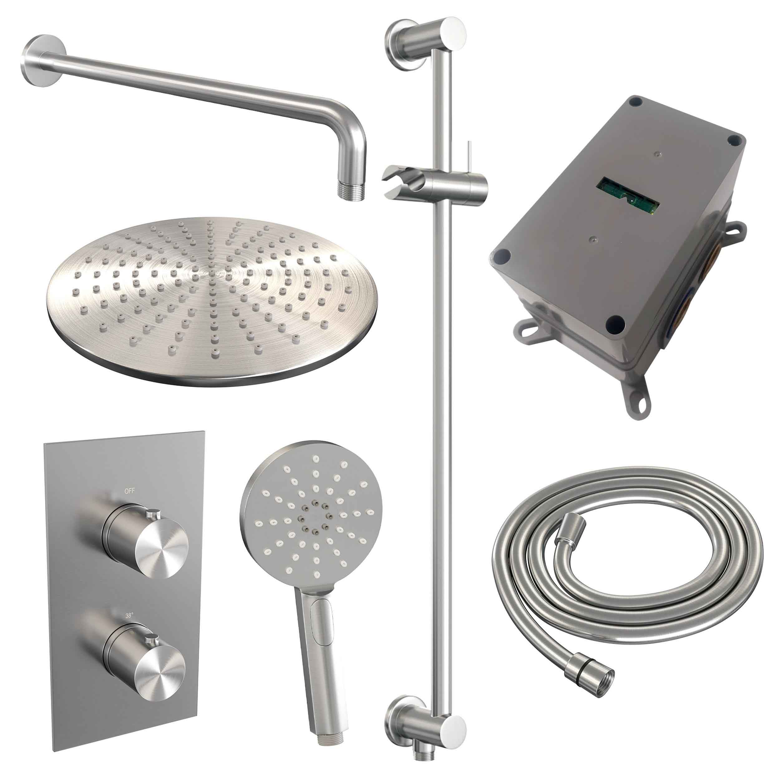 Set de duș încastrat 2 funcții cu pălărie de 30 cm Brauer Brushed Edition Set 46