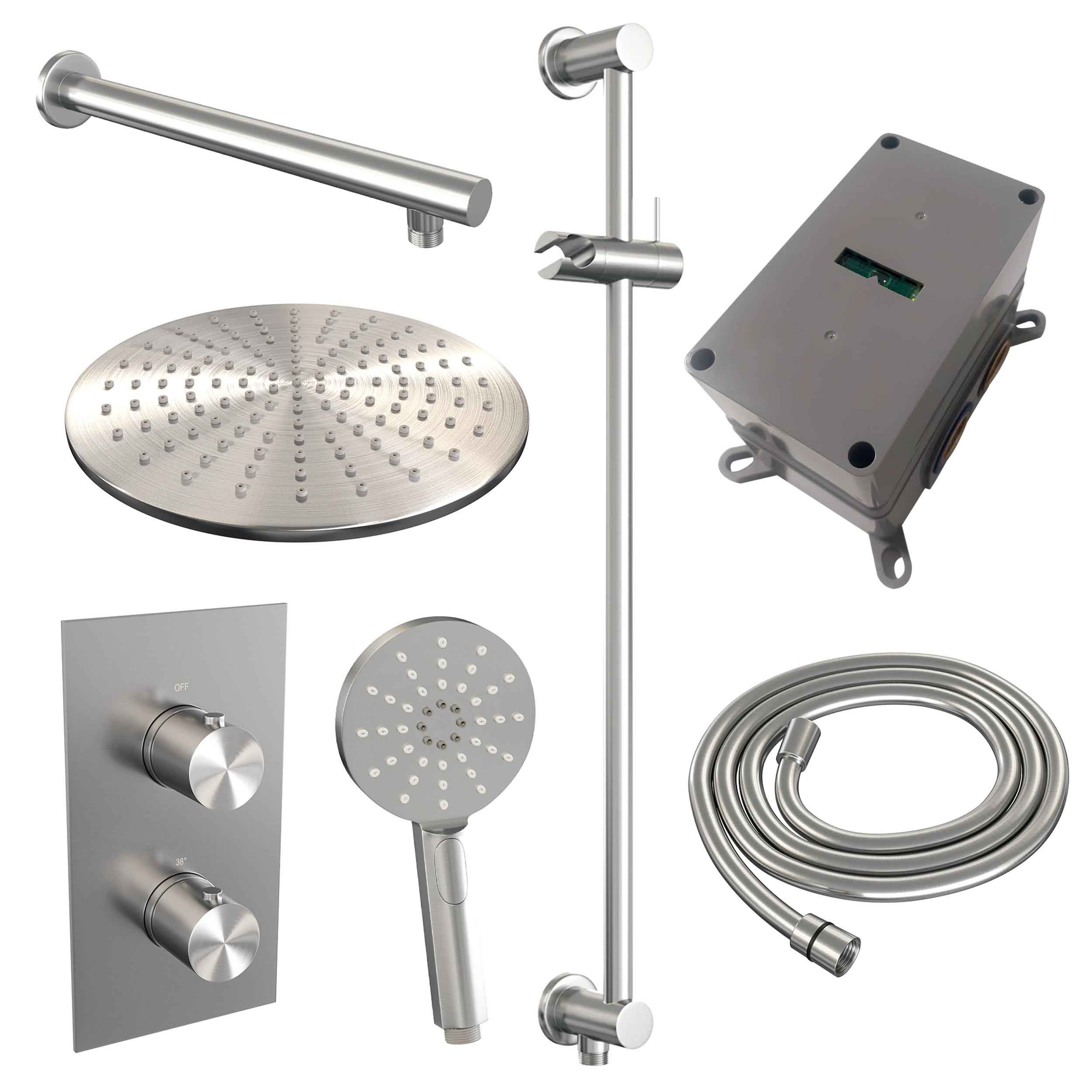 Set de duș încastrat 2 funcții cu pălărie de 30 cm Brauer Brushed Edition Set 44