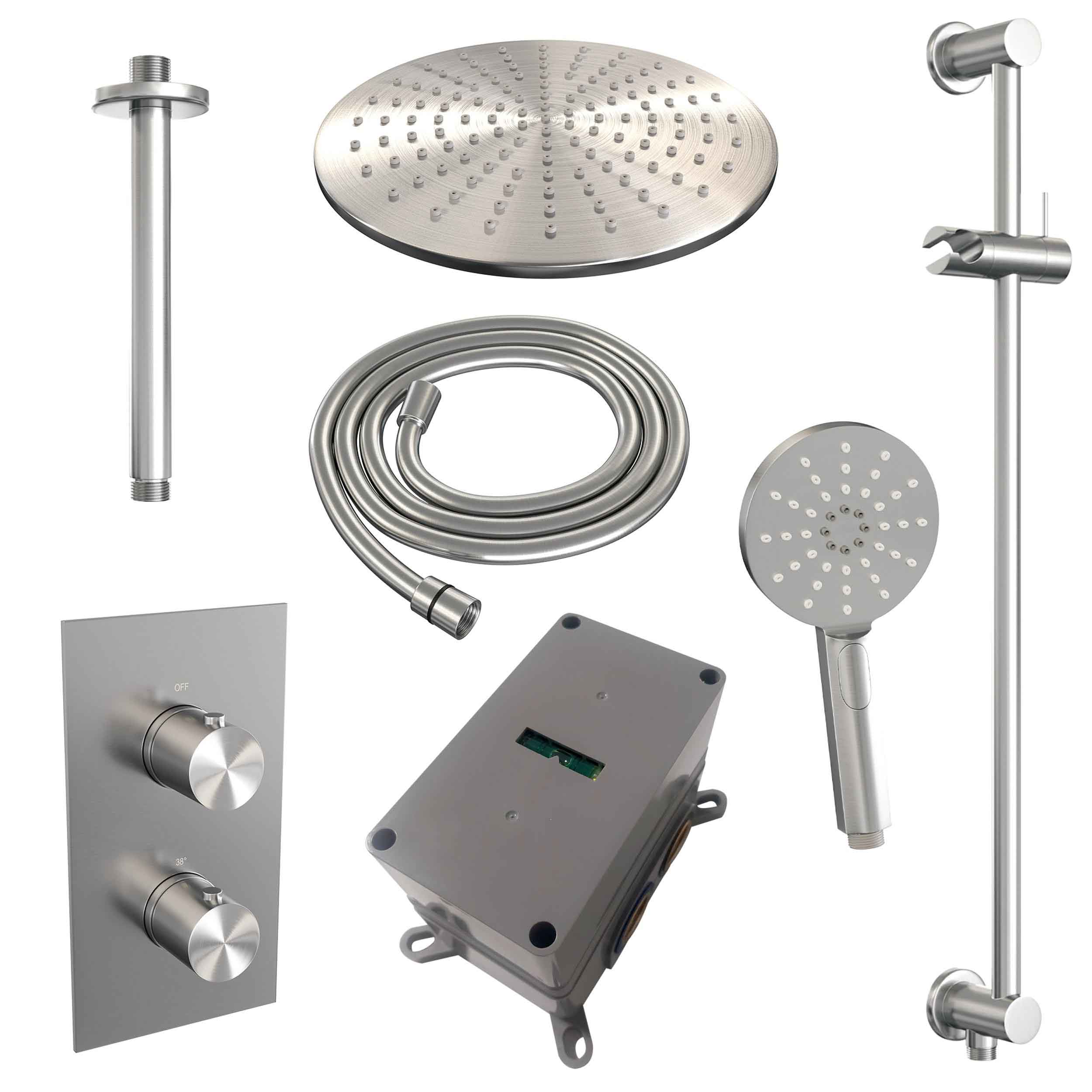 Set de duș încastrat 2 funcții cu pălărie de 30 cm Brauer Brushed Edition Set 48
