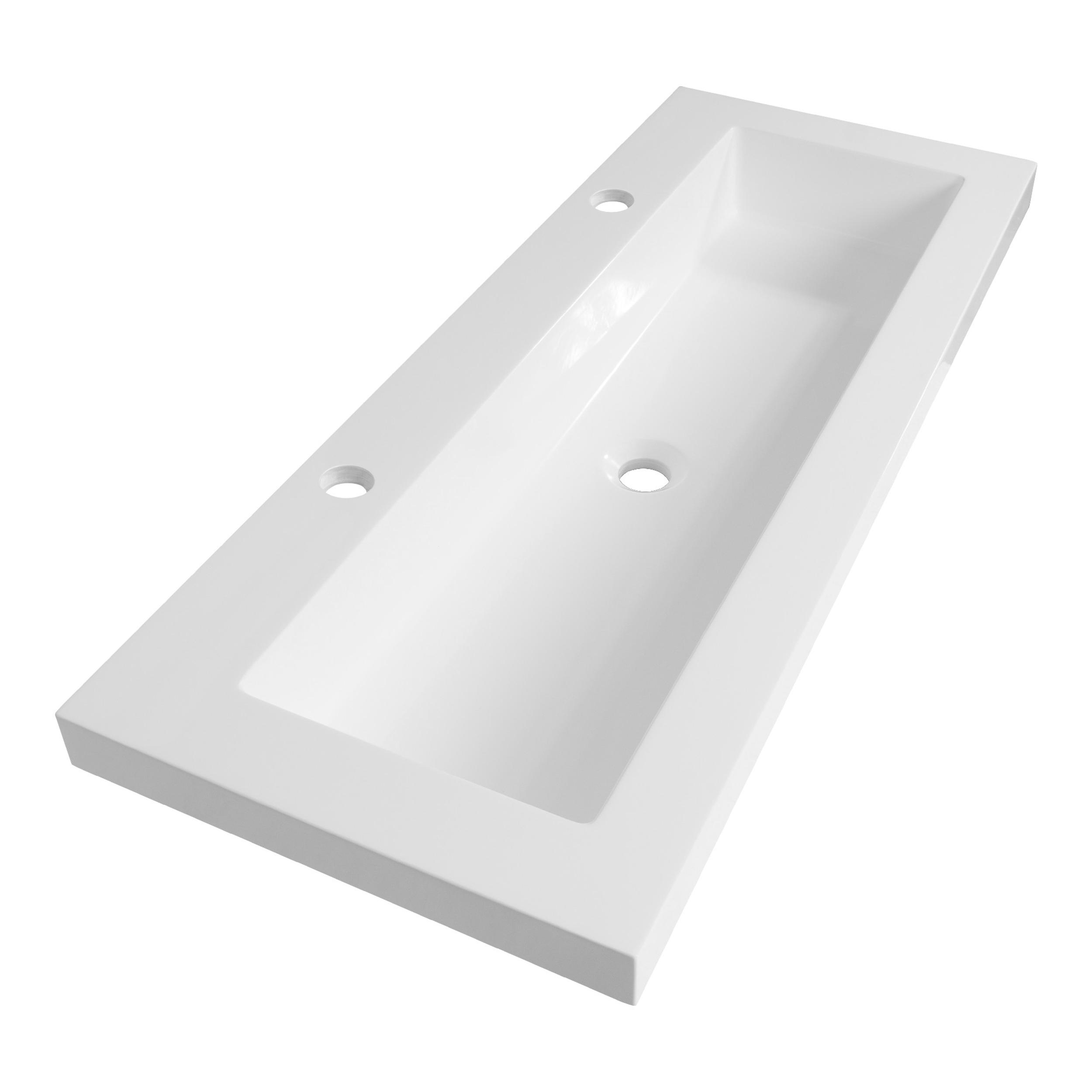 Lavoar pentru mobilier cu formă dreptunghiulară, cu 2 găuri de baterie Brauer XXS alb
