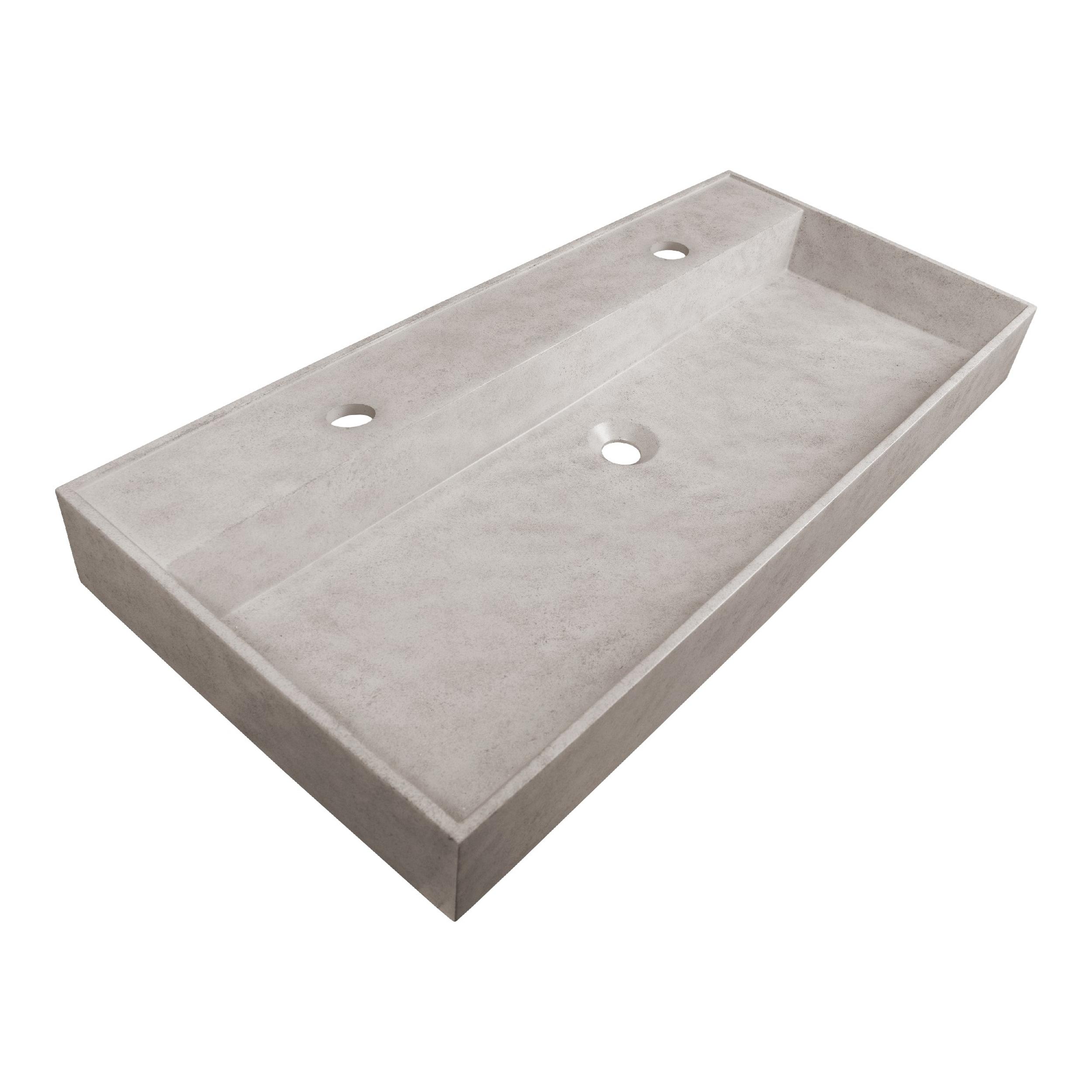 Lavoar pentru mobilier cu 2 chiuvete cu formă dreptunghiulară, cu 2 găuri de baterie Brauer iChoice Beton cu aspect de beton finisat