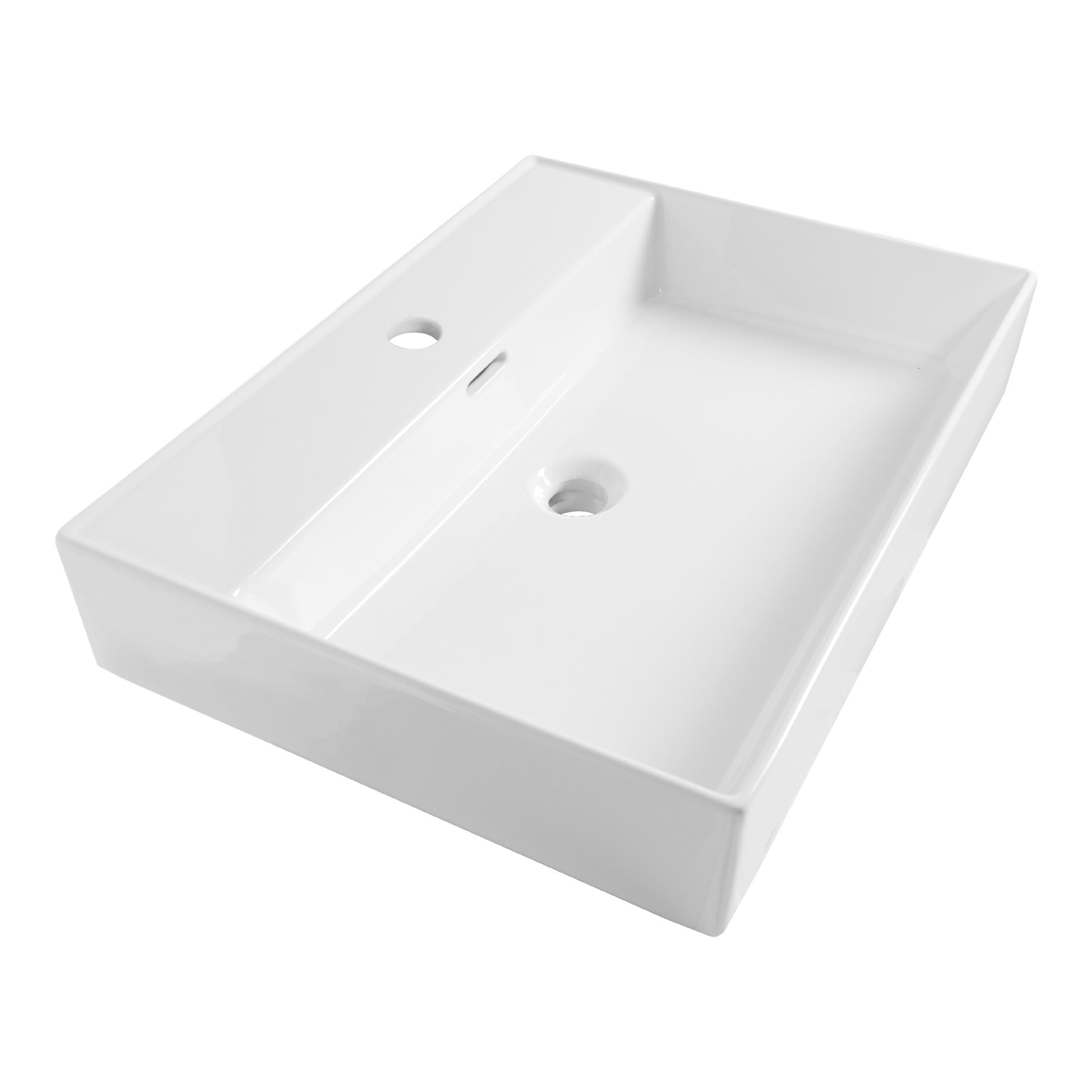 Lavoar pentru mobilier cu formă dreptunghiulară, cu gaură de baterie Brauer iChoice Legend alb lucios