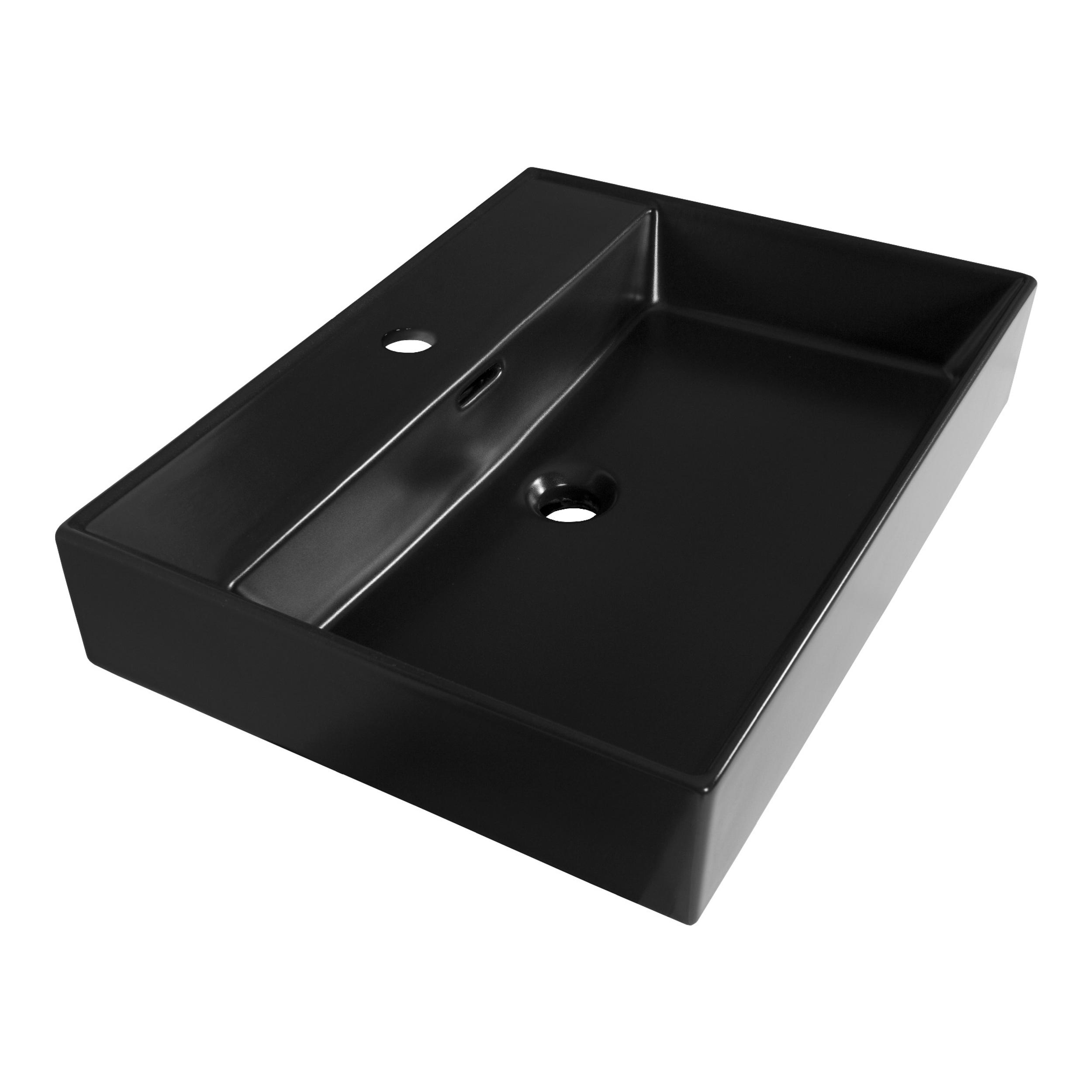 Lavoar pentru mobilier cu formă dreptunghiulară, cu gaură de baterie Brauer iChoice Legend negru mat