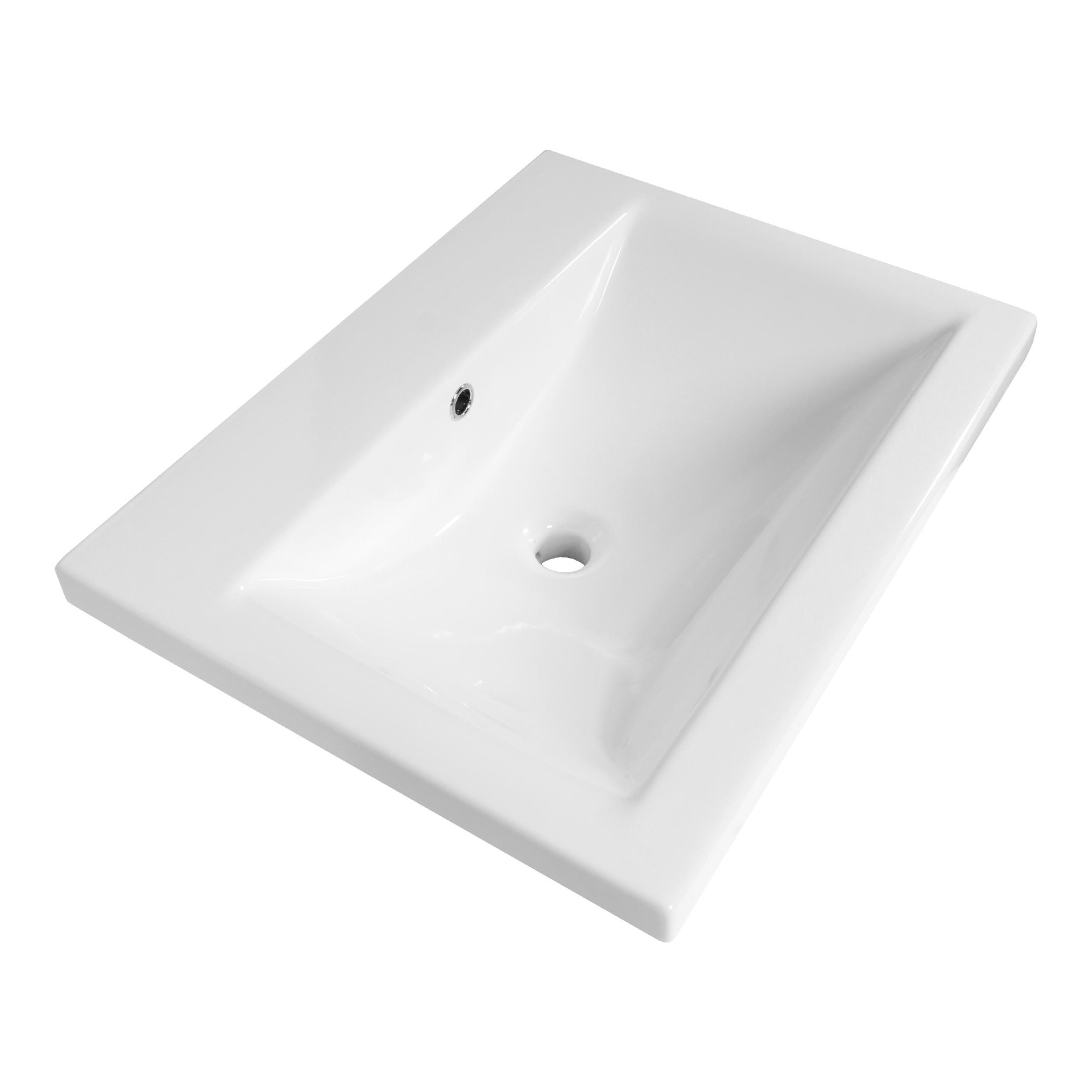 Lavoar pentru mobilier cu formă dreptunghiulară, fără gaură de baterie Brauer Bari alb lucios