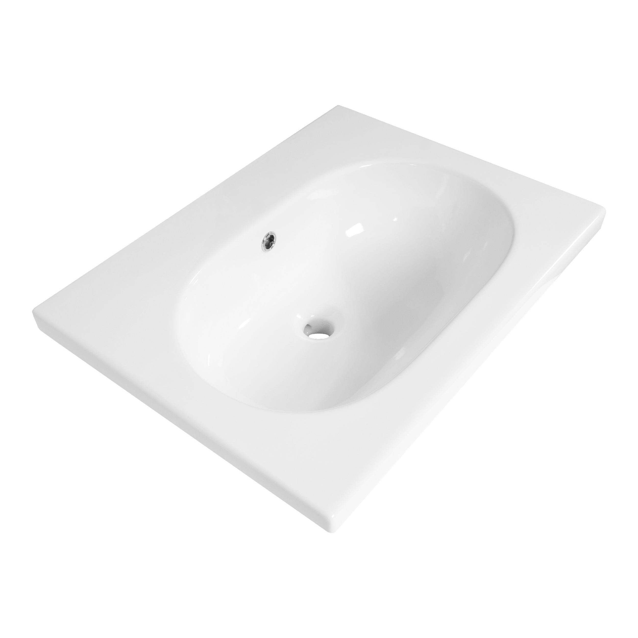Lavoar pentru mobilier cu formă dreptunghiulară, fără gaură de baterie Brauer iChoice Palermo alb lucios