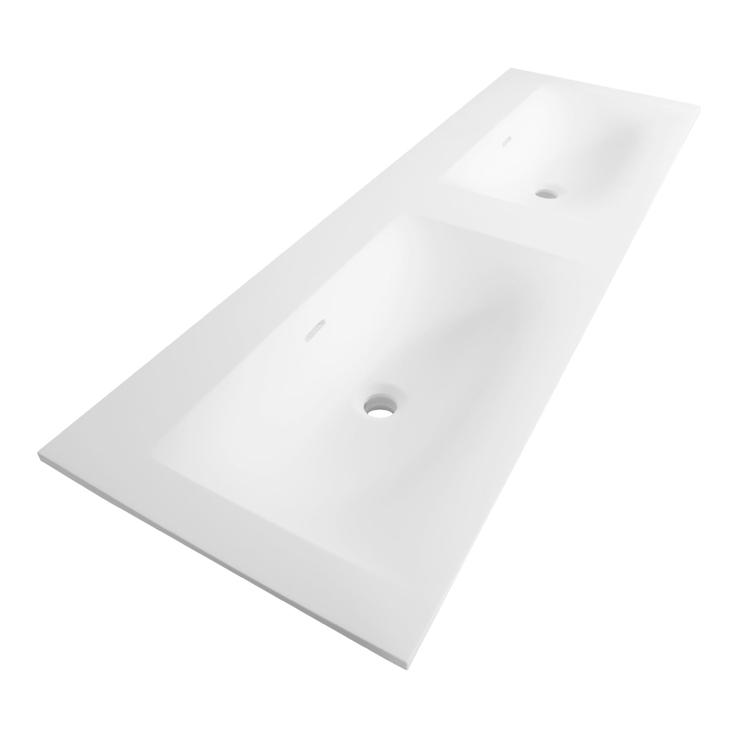 Lavoar pentru mobilier cu 2 chiuvete cu formă dreptunghiulară, fără gaură de baterie Brauer iChoice Furiosa alb mat