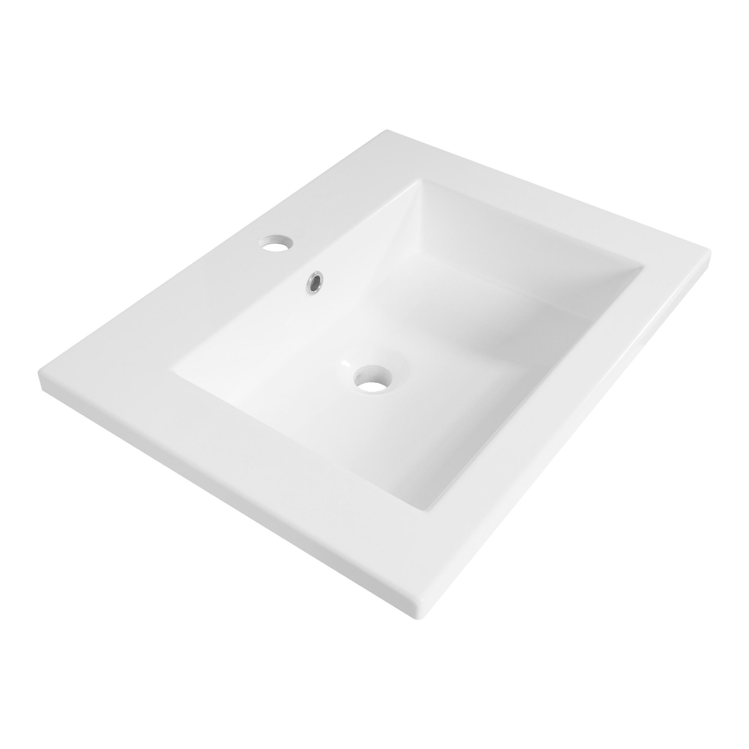 Lavoar pentru mobilier cu formă dreptunghiulară, cu gaură de baterie Brauer iChoice Bologna alb lucios