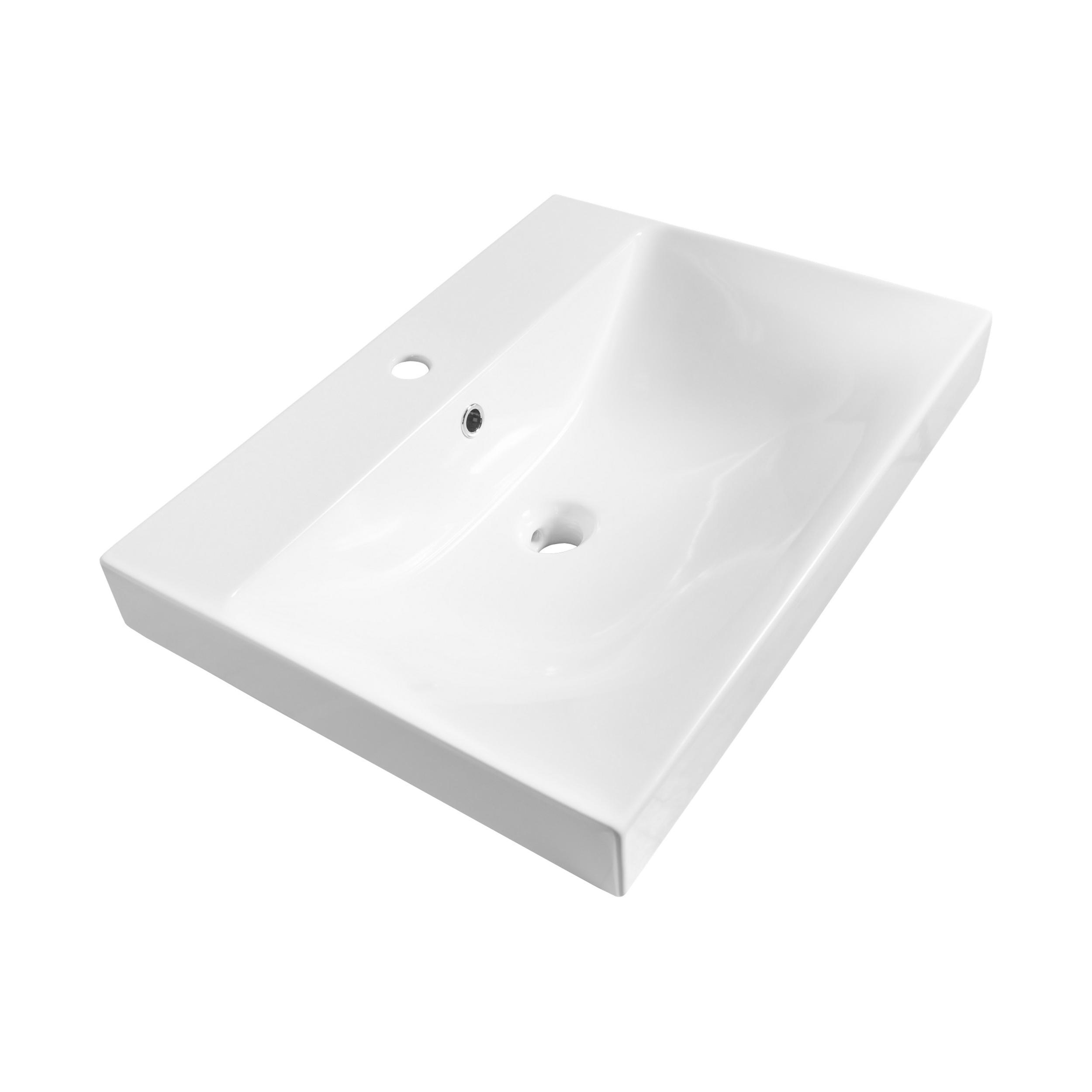 Lavoar pentru mobilier cu formă dreptunghiulară, cu gaură de baterie Brauer iChoice Wave alb lucios