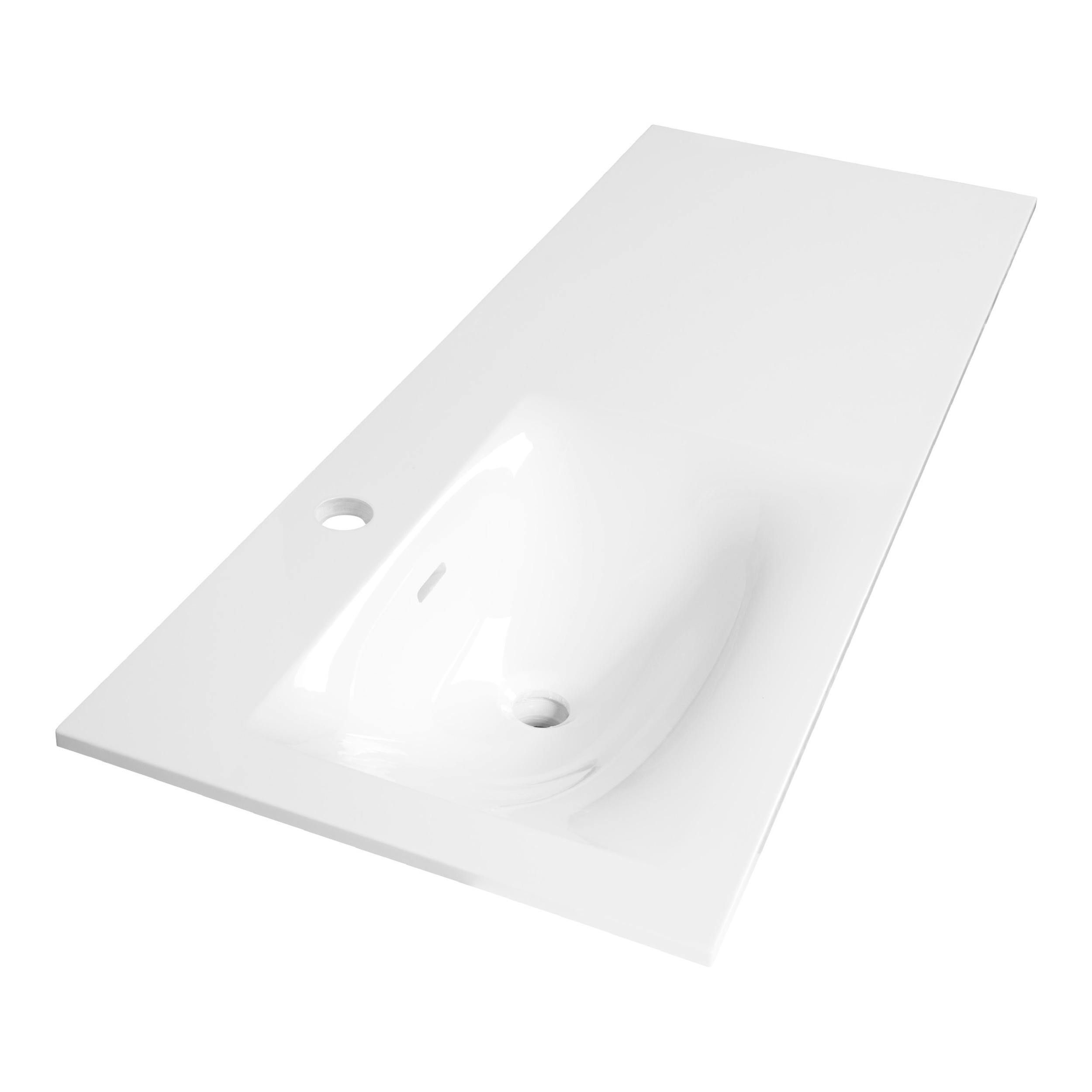 Lavoar pe partea stangă pentru mobilier cu formă dreptunghiulară, cu gaură de baterie Brauer iChoice Furiosa alb lucios