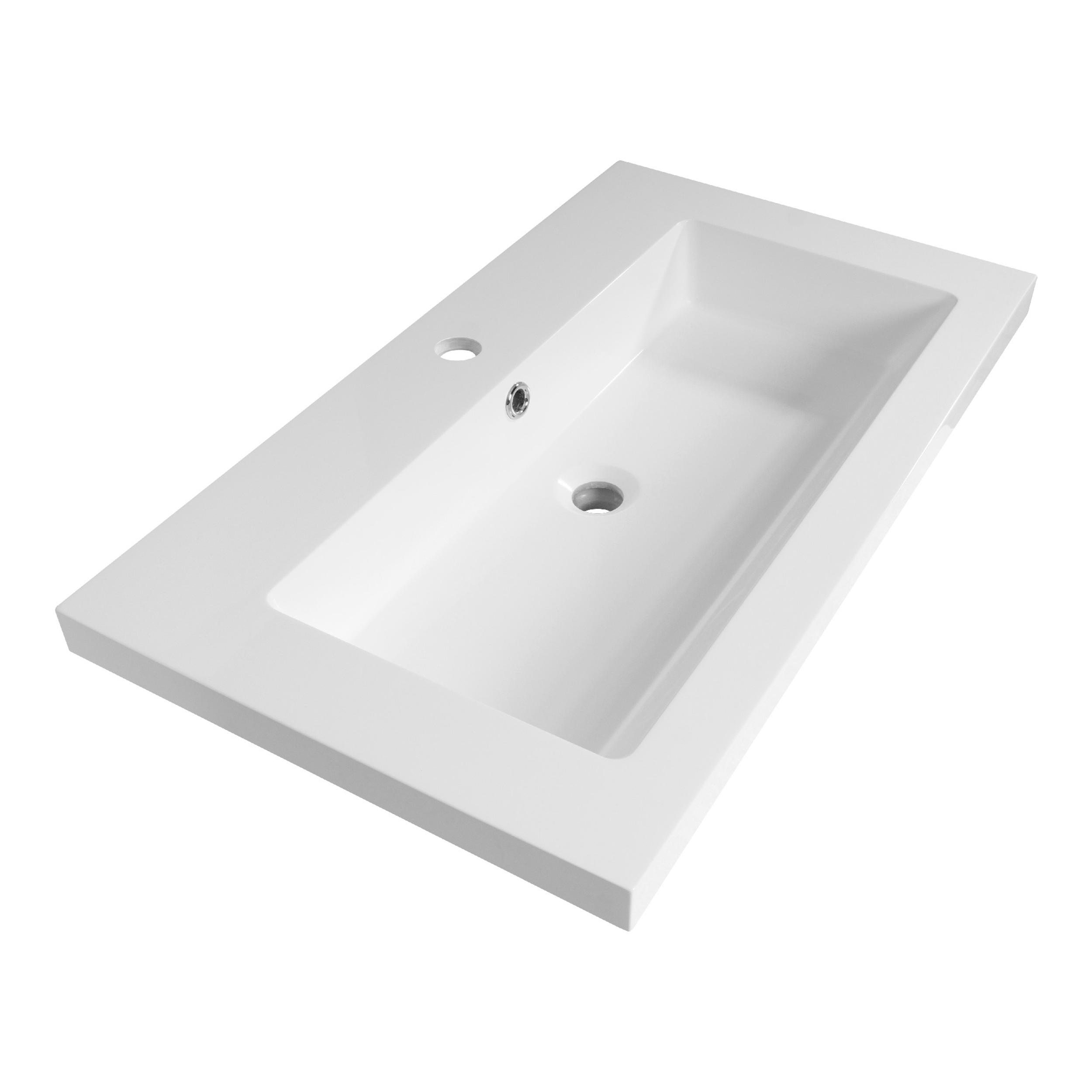Lavoar pentru mobilier cu formă dreptunghiulară, cu gaură de baterie Brauer iChoice Foggia alb lucios
