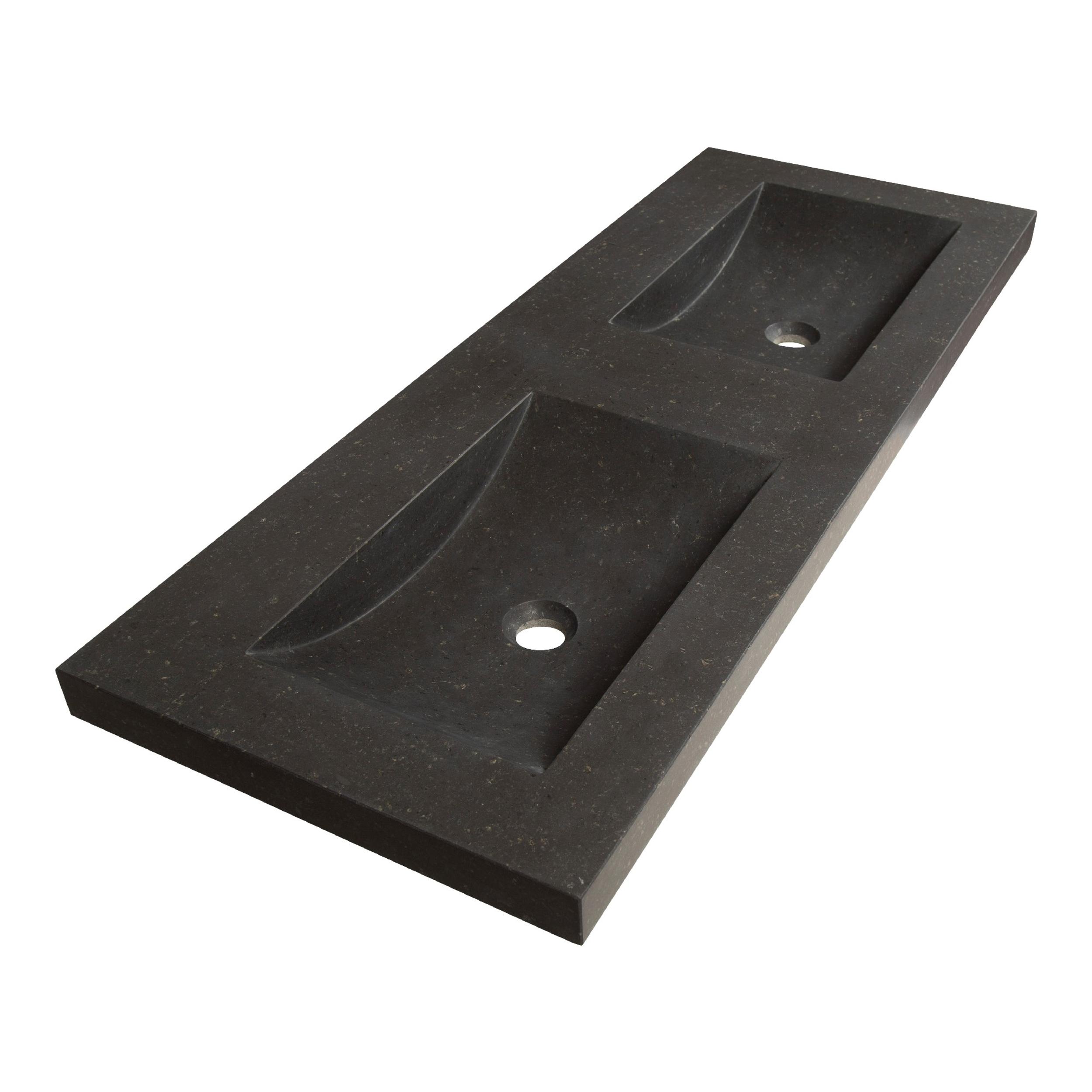 Lavoar pentru mobilier cu 2 chiuvete cu formă dreptunghiulară, fără găuri de baterie Brauer iChoice Corestone basalt gri mat