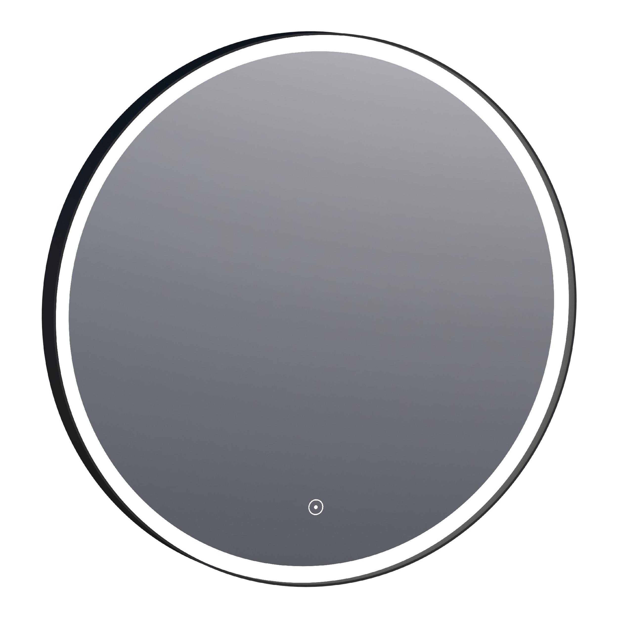 Oglindă rotundă pentru baie cu ramă de aluminiu, iluminare frontală și ambientală led 4000k Brauer iChoice Edge Rond 70 Black diametru 70 cm