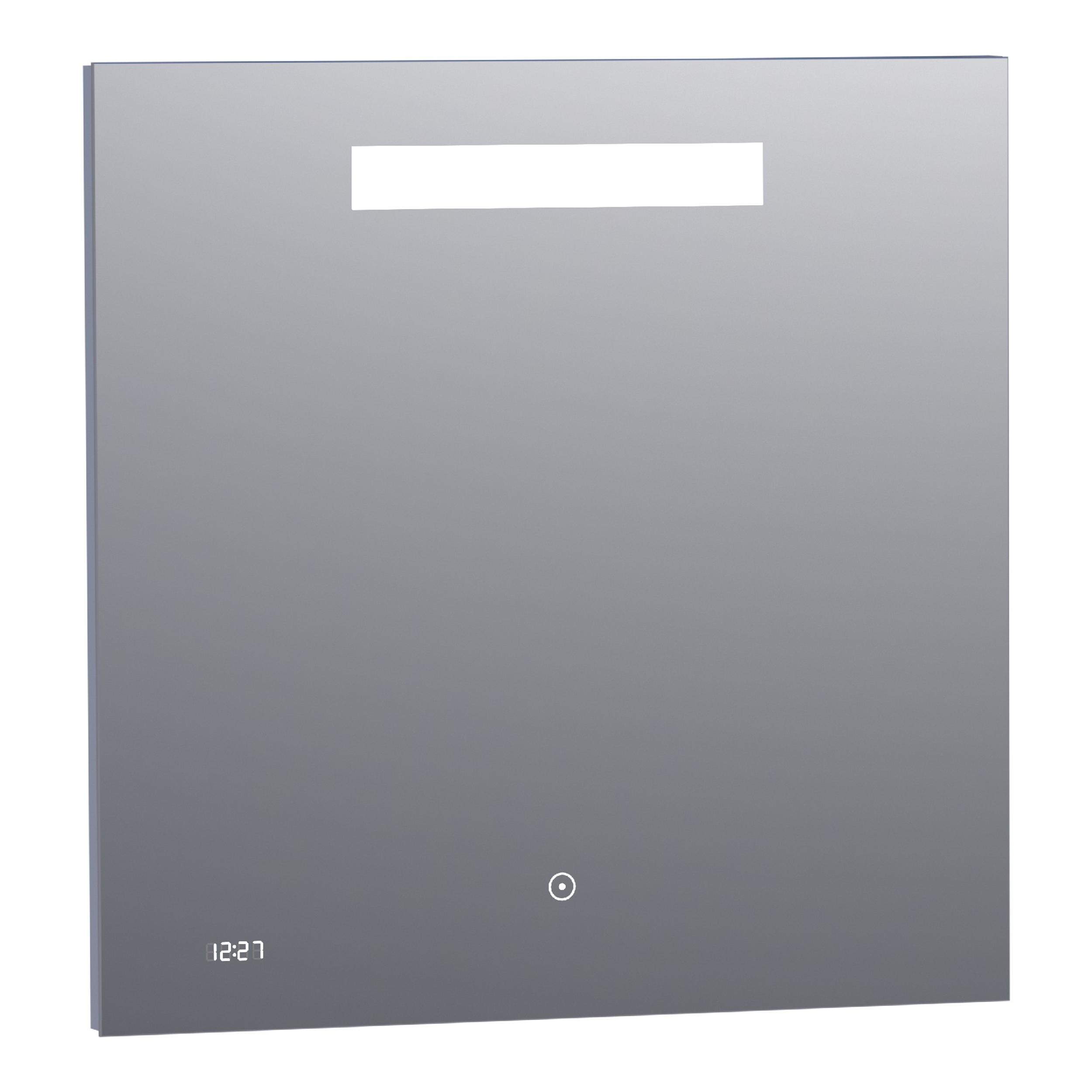 Oglindă pătrată pentru baie cu ceas digital și iluminare frontală led 4000k Brauer iChoice Clock 70×70 cm