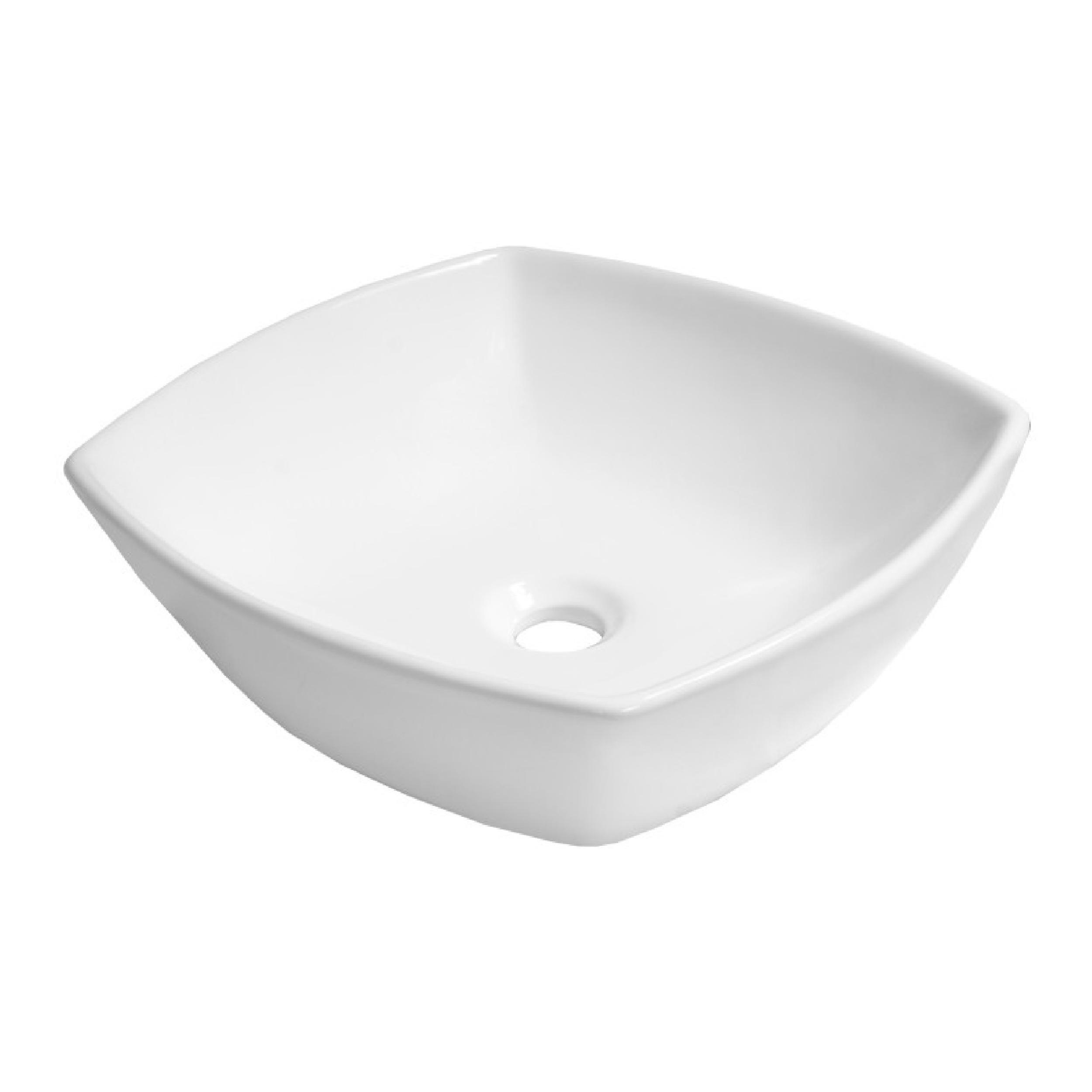 Lavoar de blat pătrat cu formă conică Brauer iChoice Quadra alb lucios 41 cm