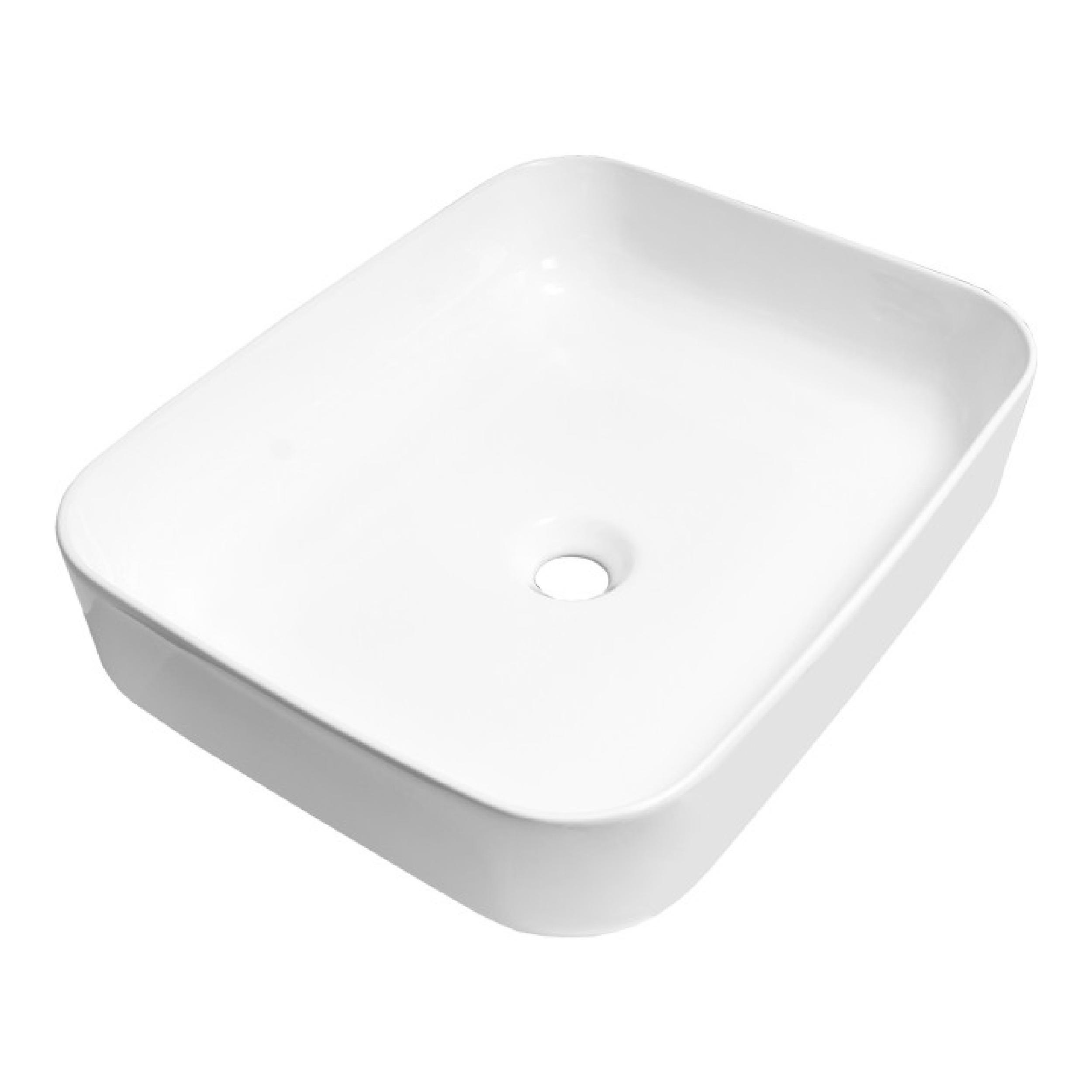 Lavoar de blat dreptunghiular cu colțuri rotunjite Brauer iChoice San Parma alb lucios 48 cm