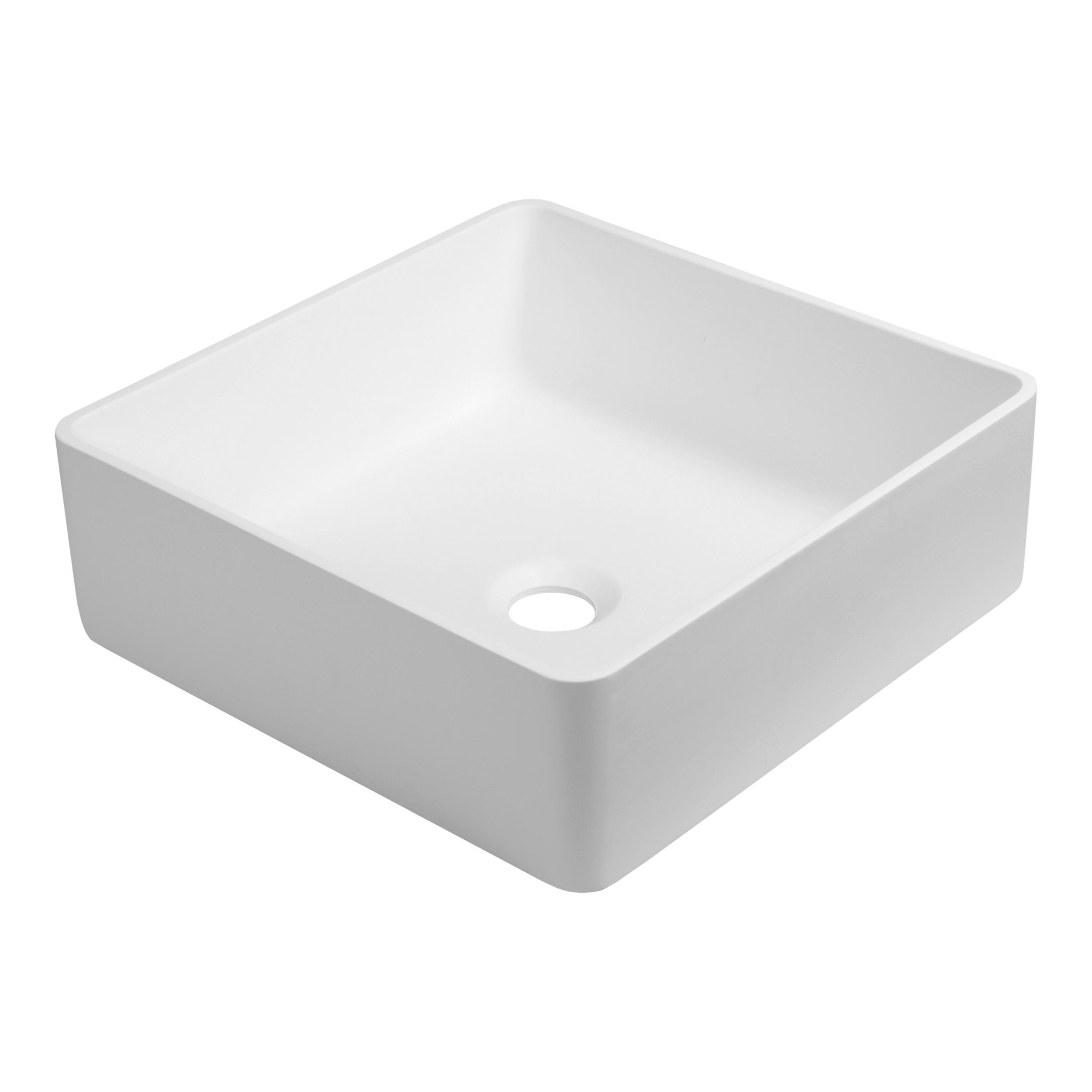 Lavoar de blat din piatră fină pătrat Brauer iChoice Fine Stone Slim alb mat 37 cm