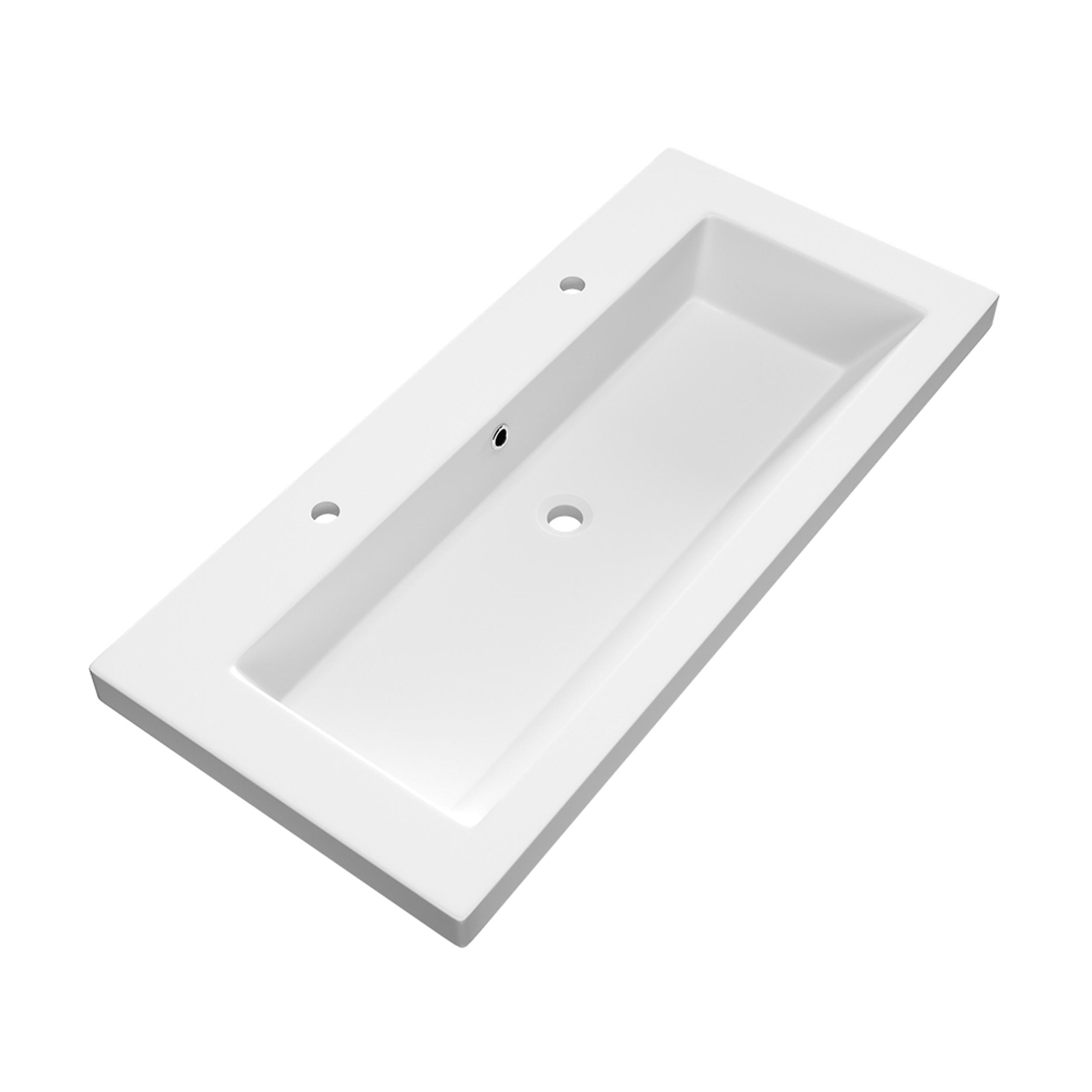 Lavoar pentru mobilier cu formă dreptunghiulară, cu 2 gauri de baterie Brauer iChoice Foggia alb mat