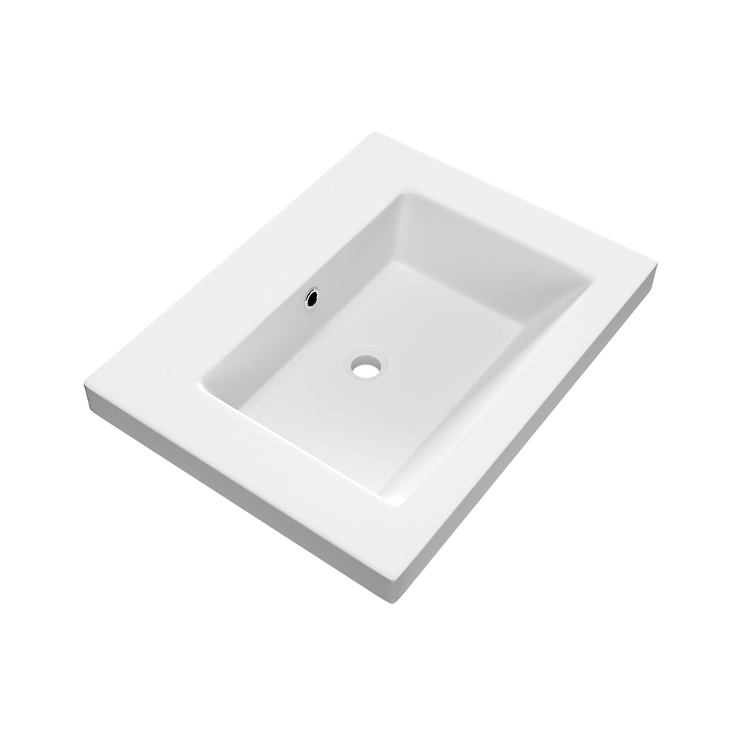Lavoar pentru mobilier cu formă dreptunghiulară, fără gaură de baterie Brauer iChoice Florence alb mat