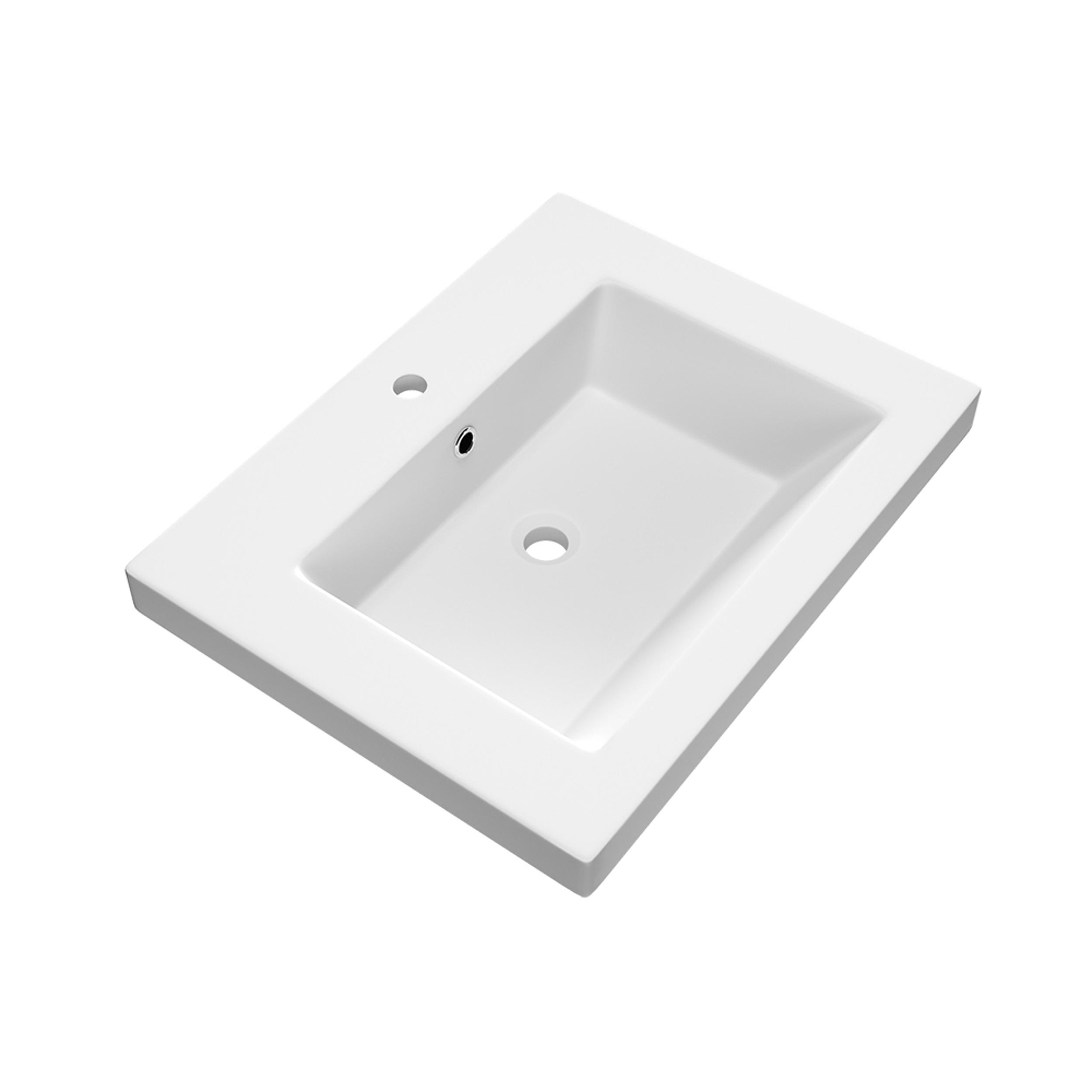 Lavoar pentru mobilier cu formă dreptunghiulară, cu gaură de baterie Brauer iChoice Florence alb mat