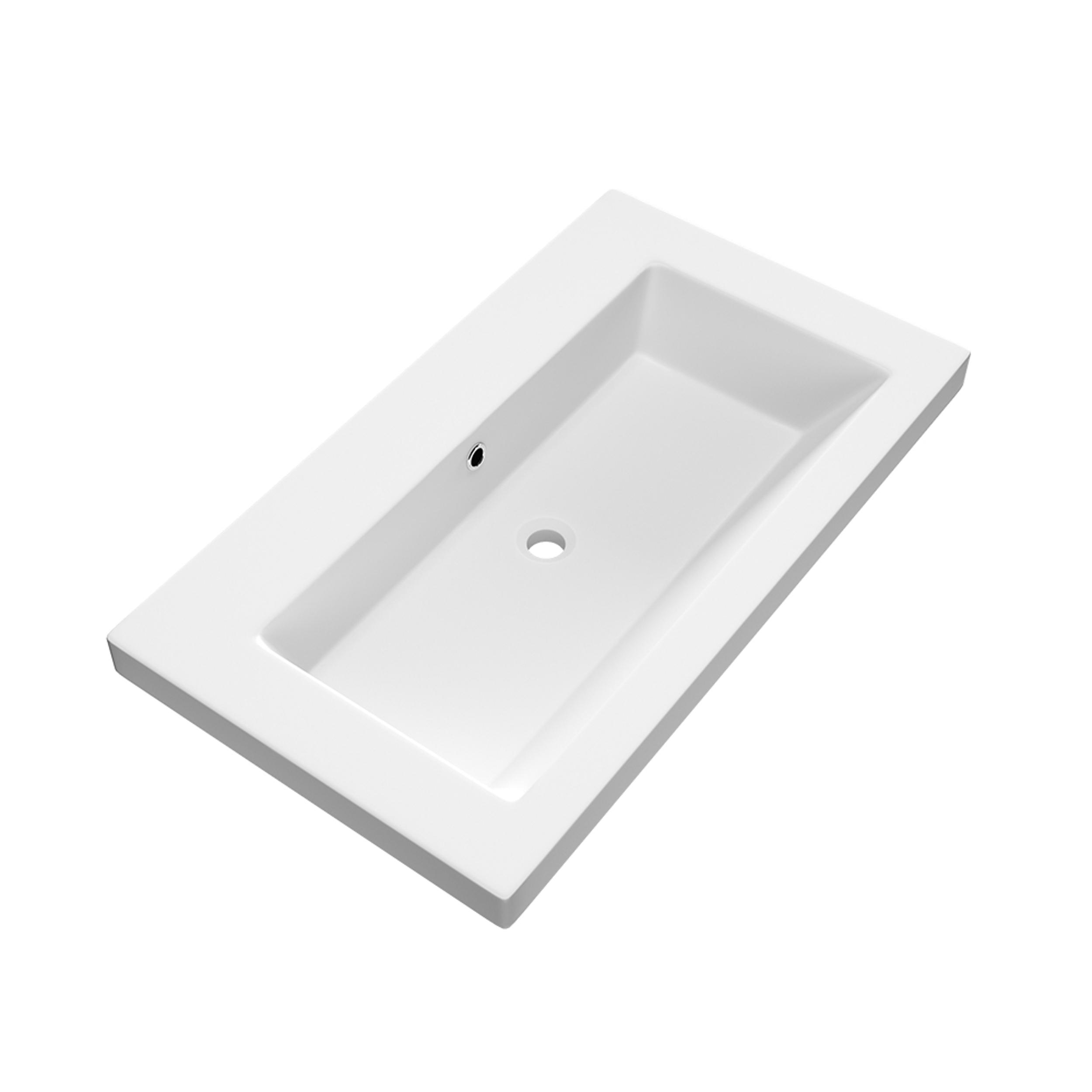 Lavoar pentru mobilier cu formă dreptunghiulară, fără gaură de baterie Brauer iChoice Foggia alb mat