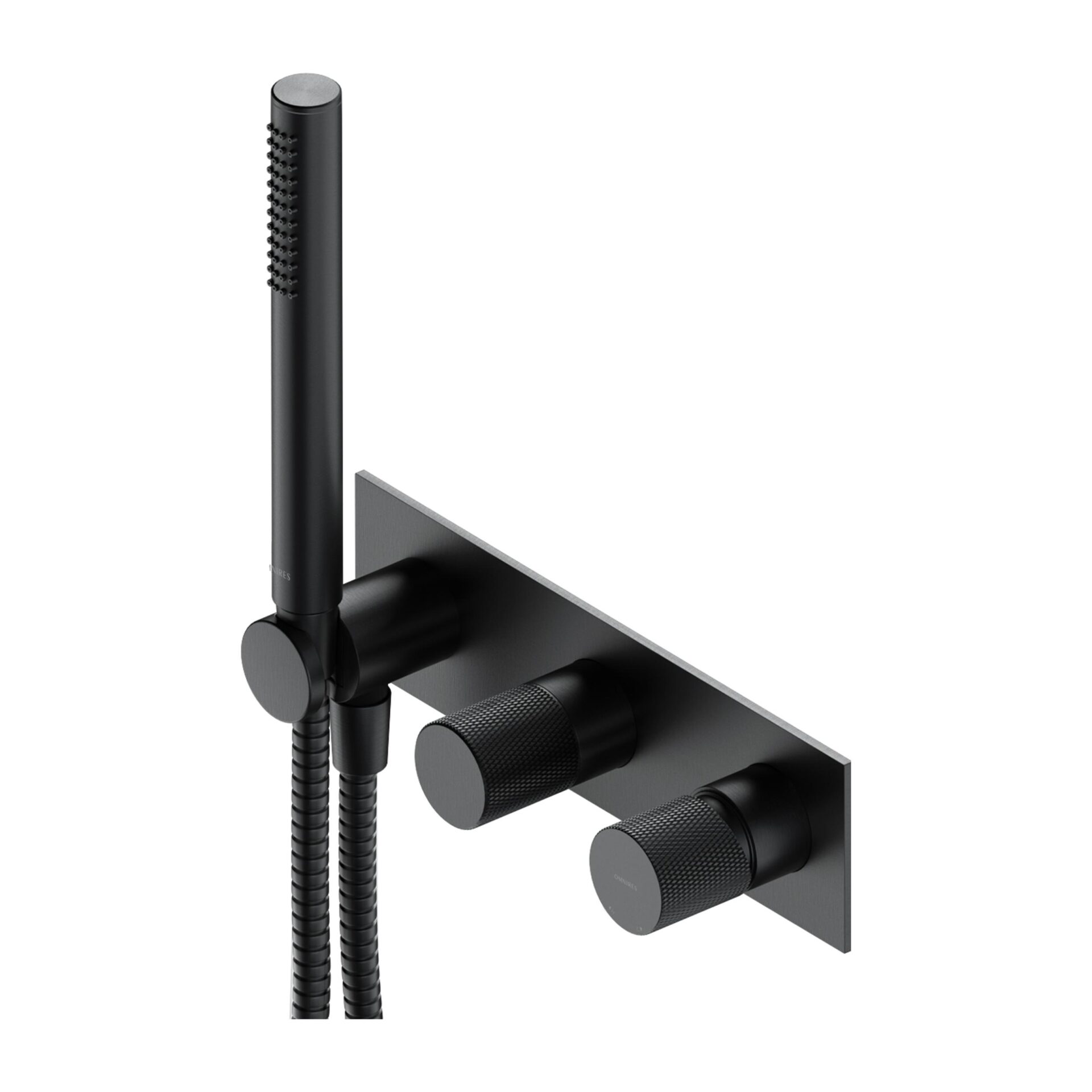 Baterie cada/dus incastrata Omnires Contour antracit periat cu corp ingropat si set de dus