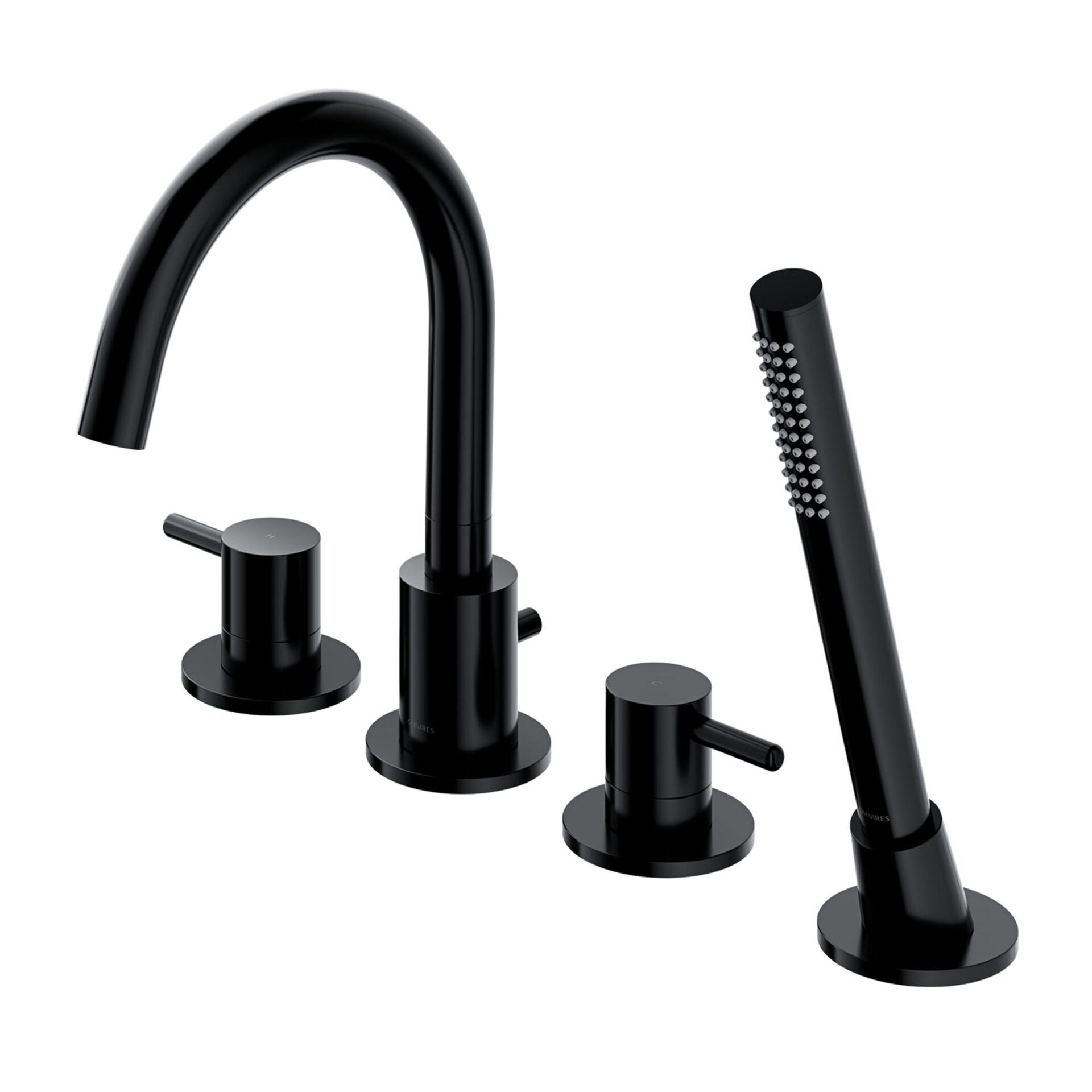 Baterie cada/dus Omnires Y 4 orificii negru mat cu set de dus