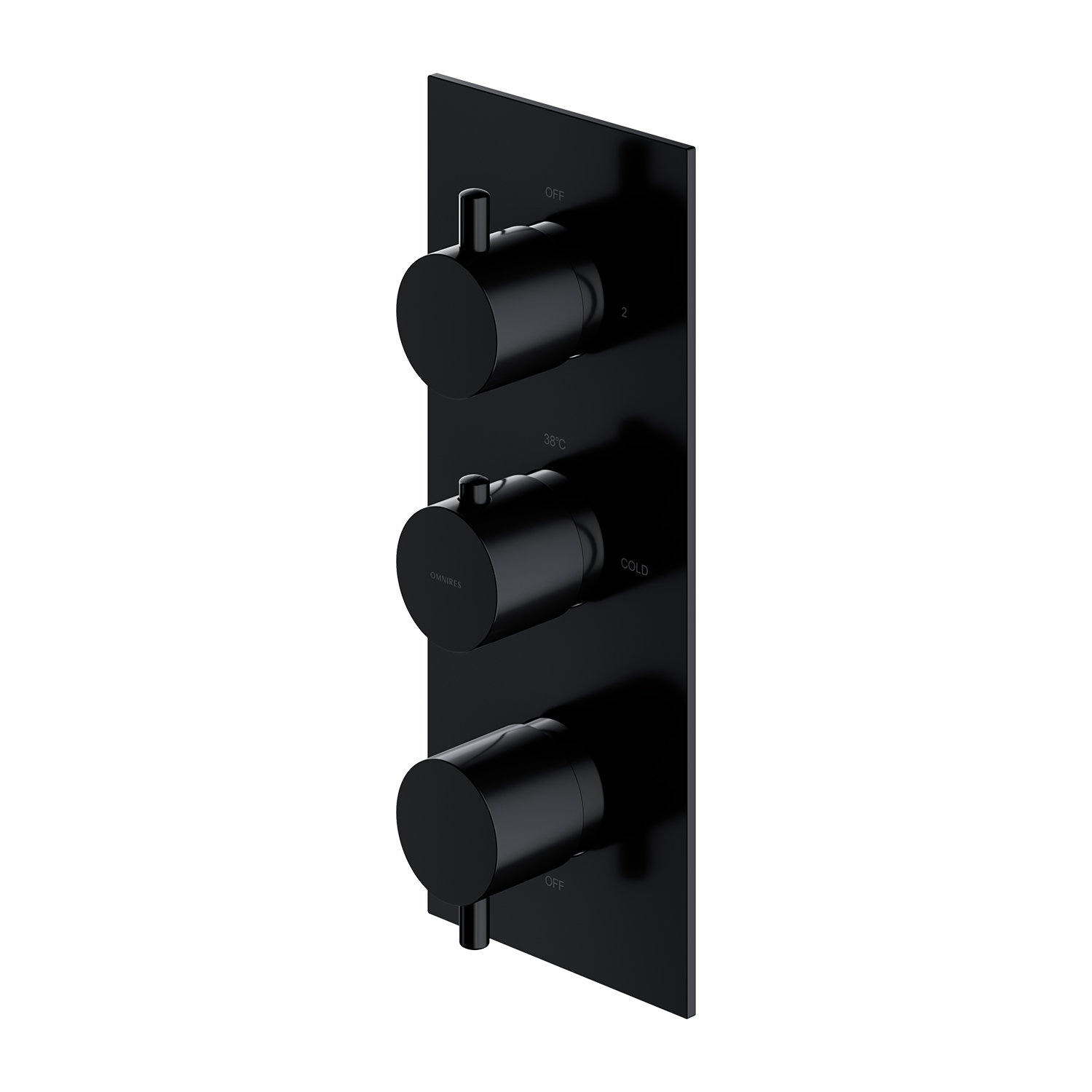 Baterie cada/dus incastrata Omnires Y termostatata negru fara corp ingropat