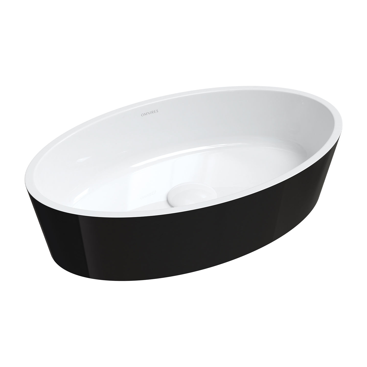 Lavoar pe blat Omnires Bari M+ alb/negru 50 cm