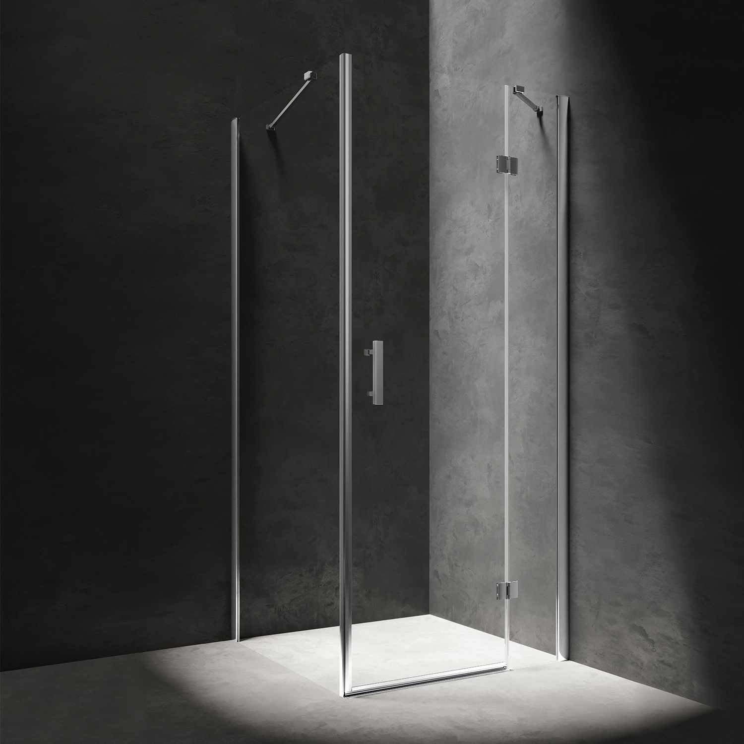 Cabina de dus dreptunghiulara cu usa cu balamale Omnires Manhattan transparent 80×100 cm