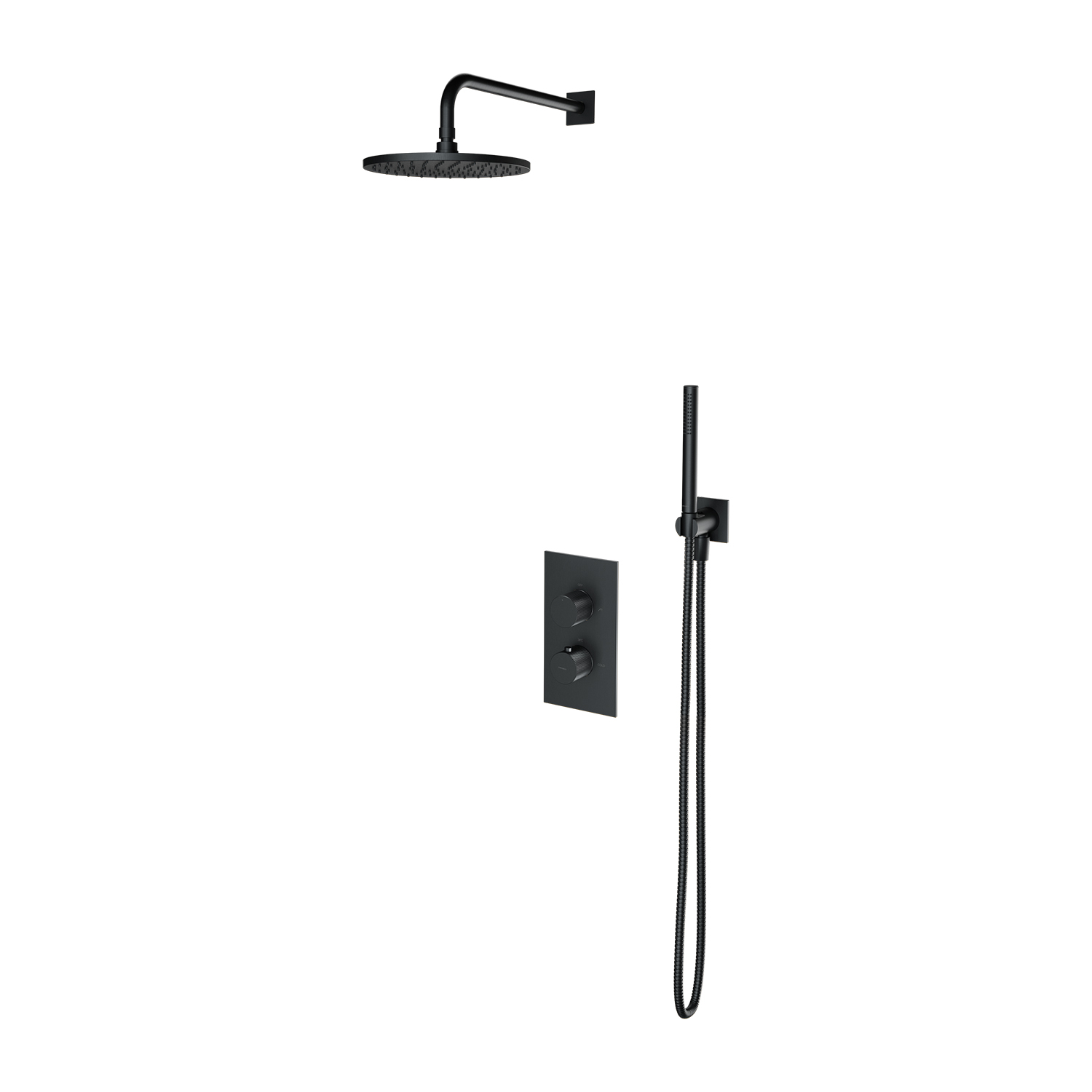 Sistem de dus incastrat cu baterie termostata Omnires Contour antracit si para cu 1 functie