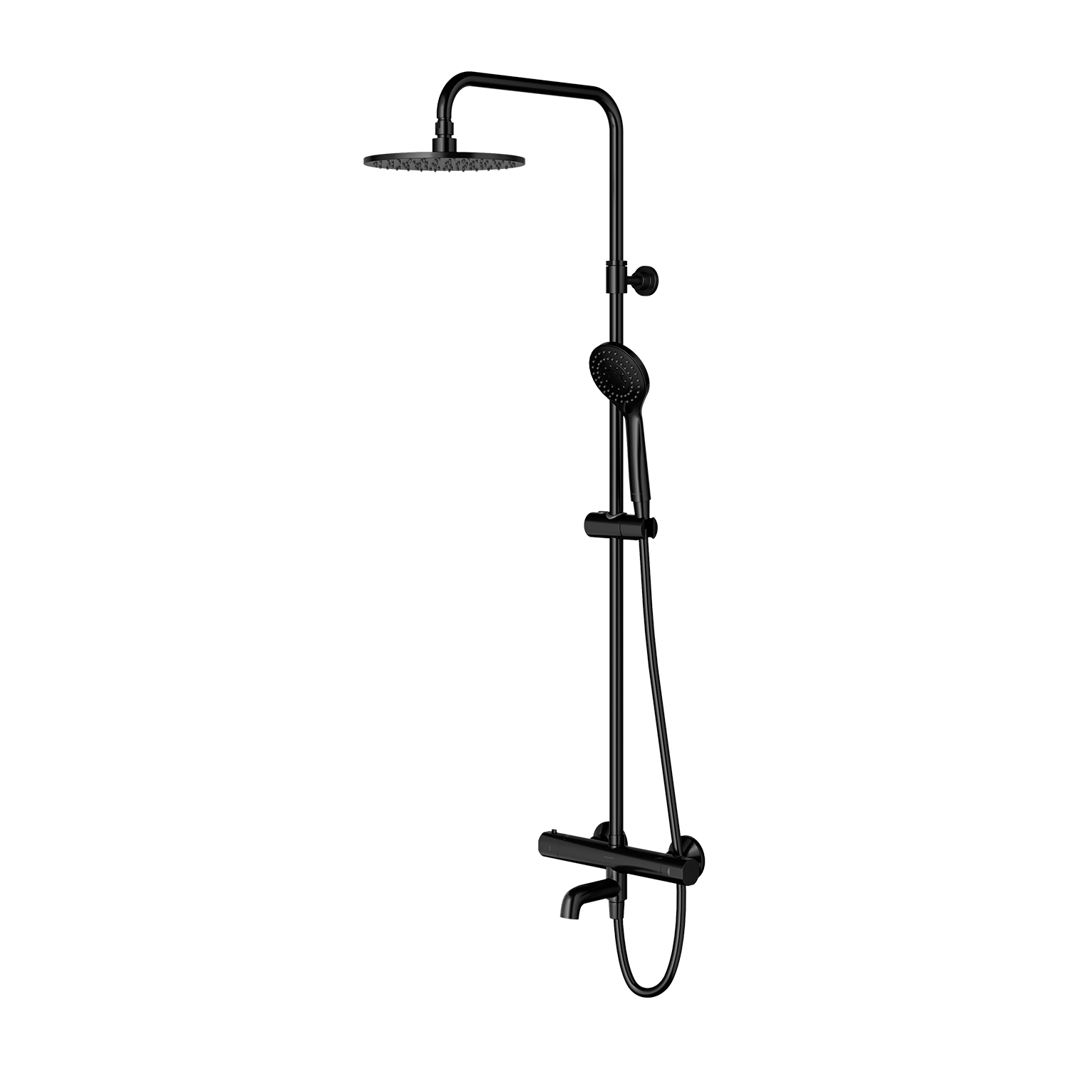 Coloana de dus termostatata Omnires Y negru mat cu pipa pentru cada