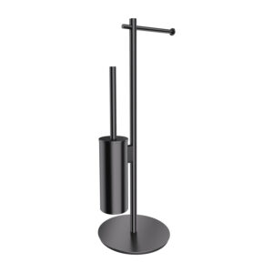 Suport hartie freestanding cu spatiu pentru perie Omnires Modern Project antracit Accesorii toaletă Lavare.ro
