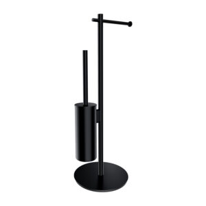 Suport hartie freestanding cu spatiu pentru perie Omnires Modern Project negru Accesorii toaletă Lavare.ro