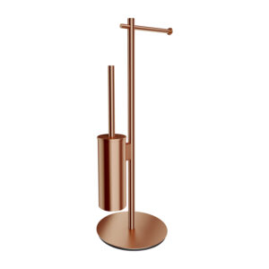 Suport hartie freestanding cu spatiu pentru perie Omnires Modern Project cupru periat Accesorii toaletă Lavare.ro