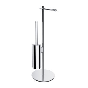 Suport hartie freestanding cu spatiu pentru perie Omnires Modern Project crom Accesorii toaletă Lavare.ro